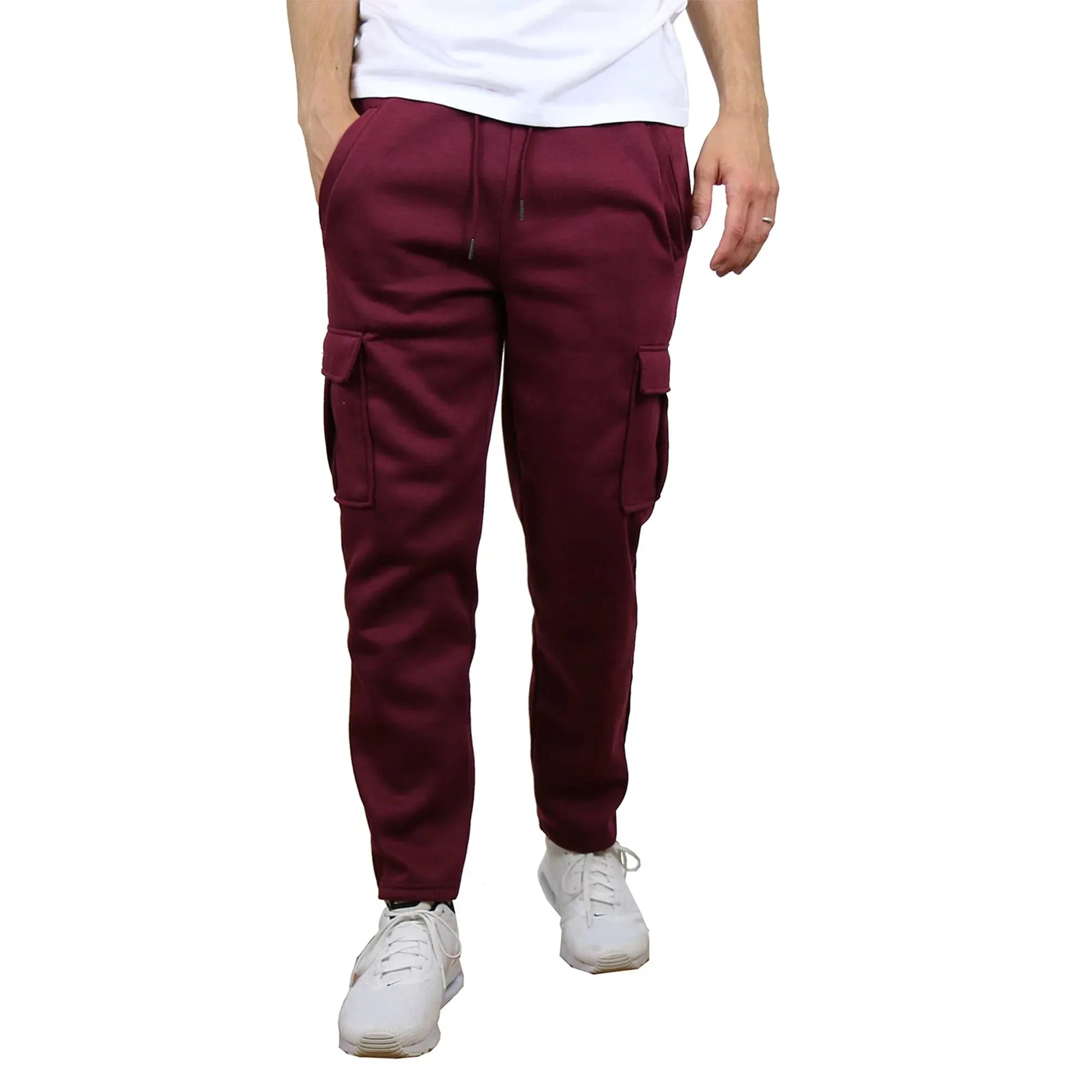 Men's Fleece Cargo Sweatpants With Open Bottom (Sizes, S-2XL)