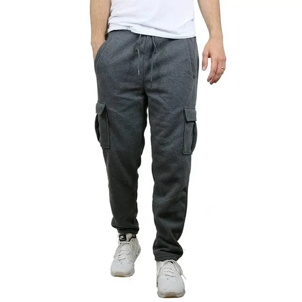 Men's Fleece Cargo Sweatpants With Open Bottom (Sizes, S-2XL)