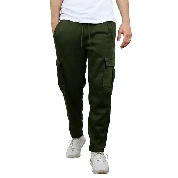 Men's Fleece Cargo Sweatpants With Open Bottom (Sizes, S-2XL)