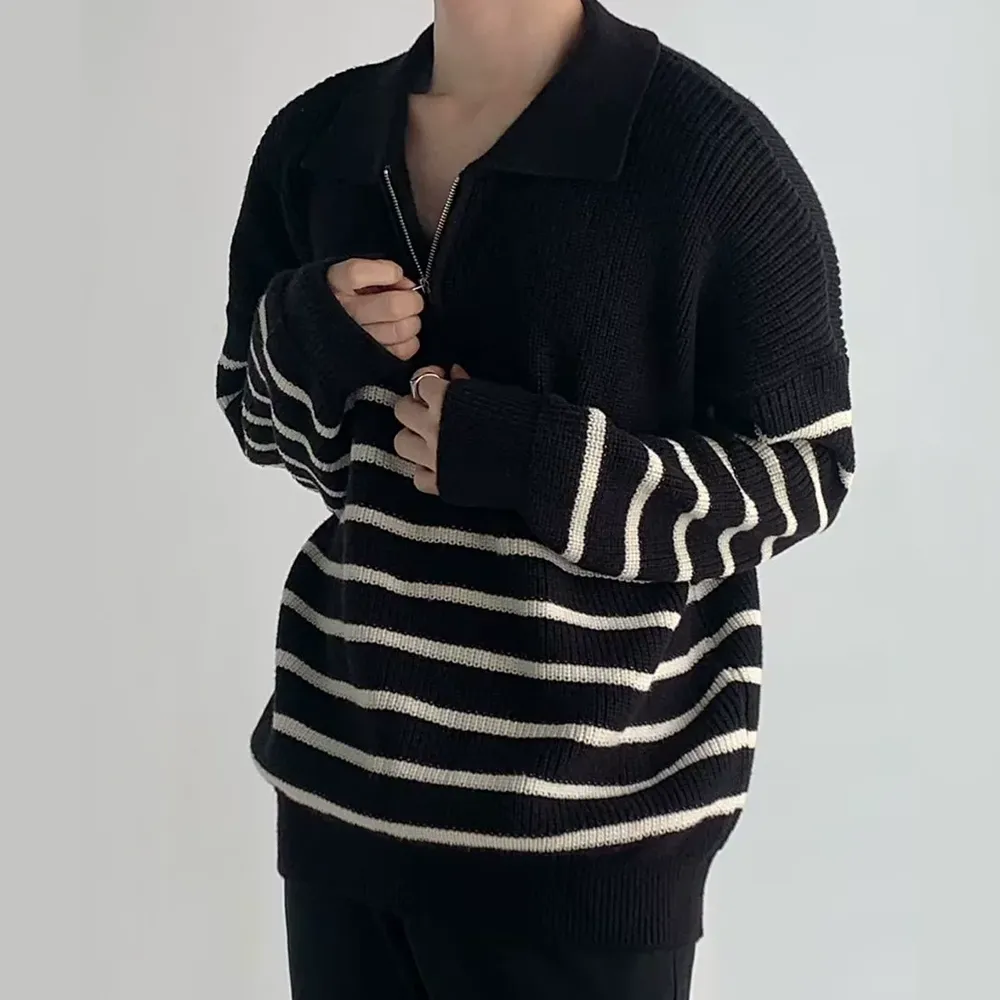 Minimalist Striped Polo Sweater