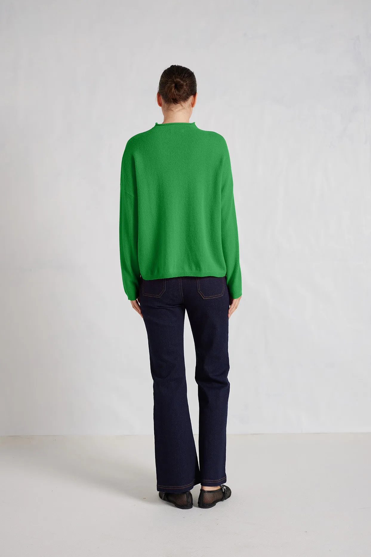 Monet Cashmere Sweater in Lime Green