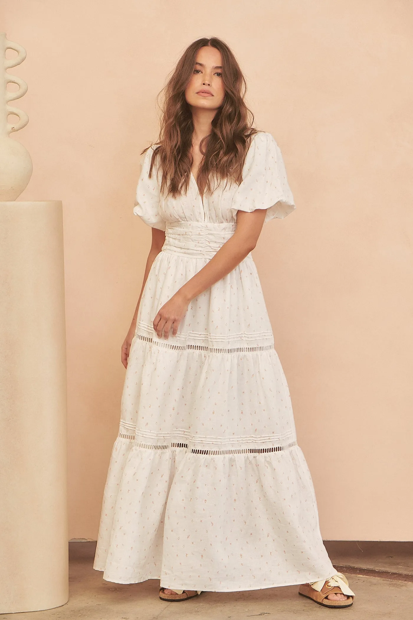 Mystic Moon Daniella White Tiered Maxi Dress
