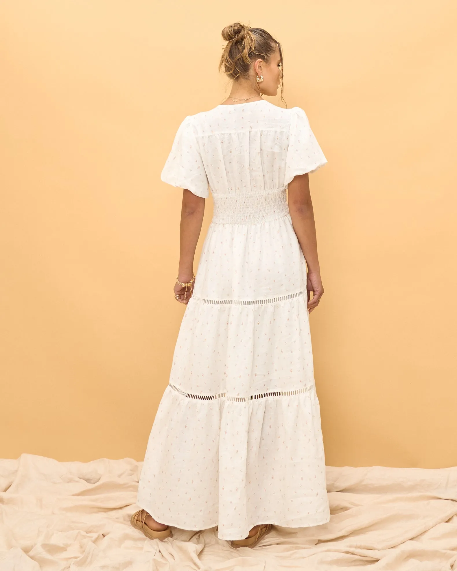 Mystic Moon Daniella White Tiered Maxi Dress