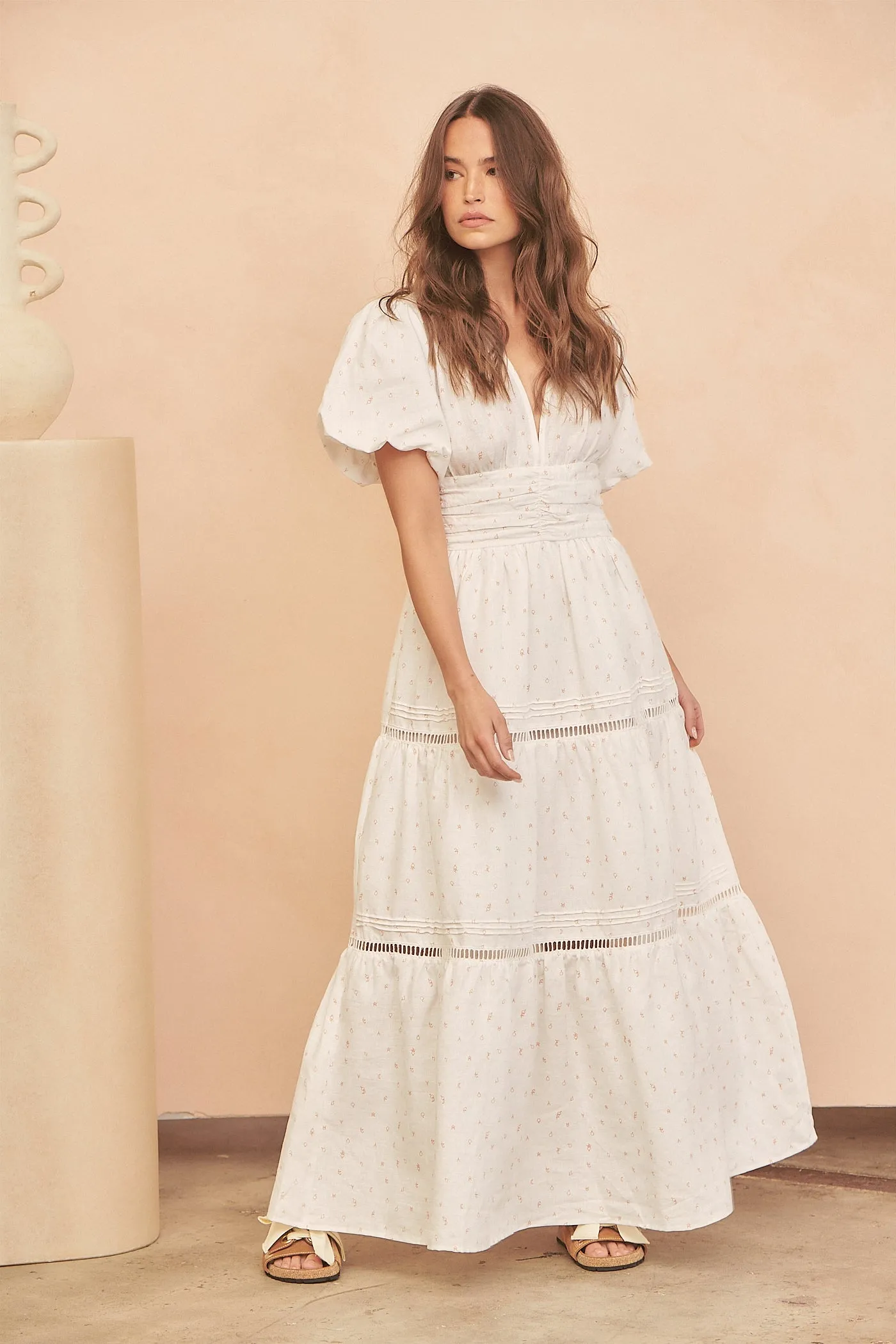 Mystic Moon Daniella White Tiered Maxi Dress