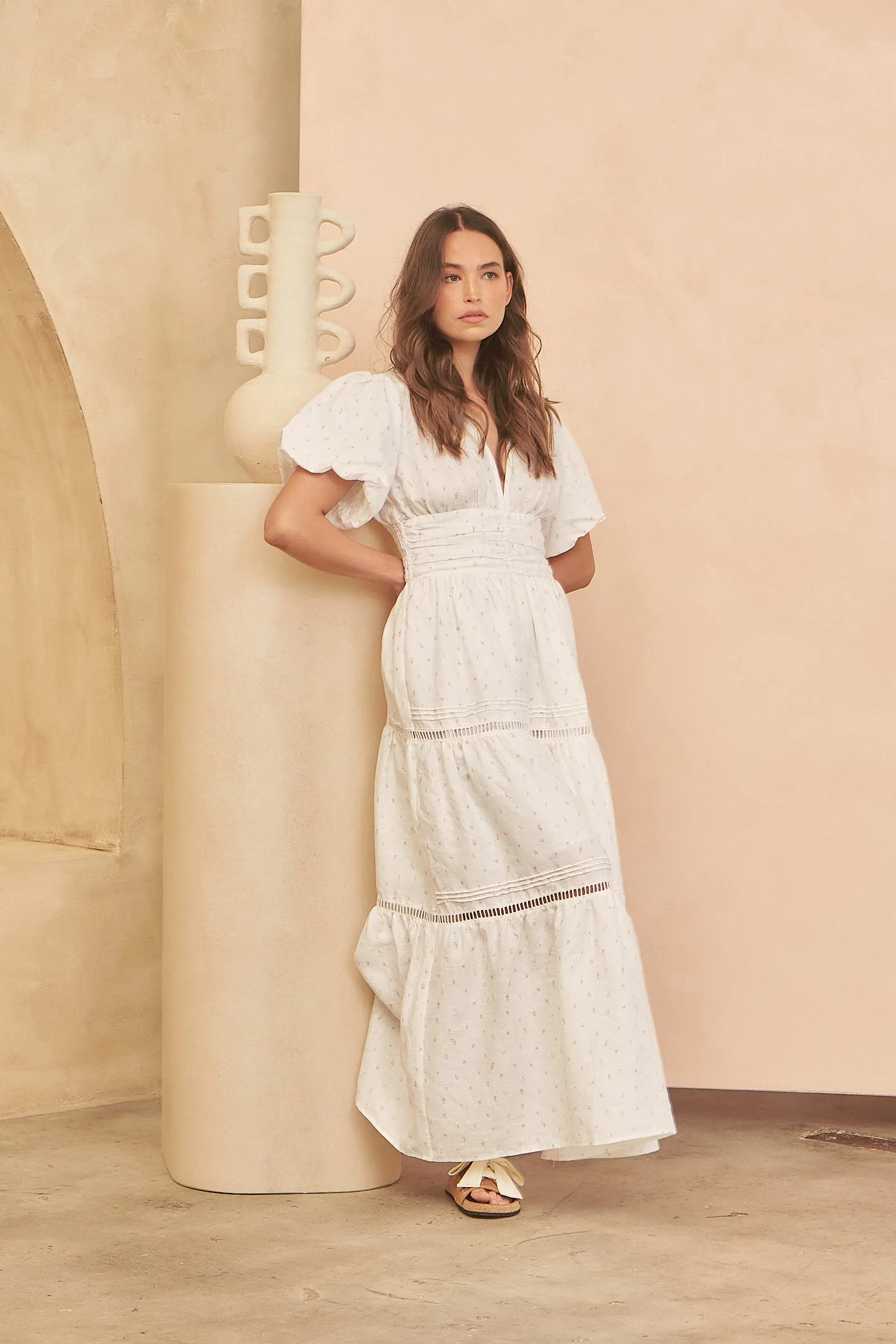 Mystic Moon Daniella White Tiered Maxi Dress