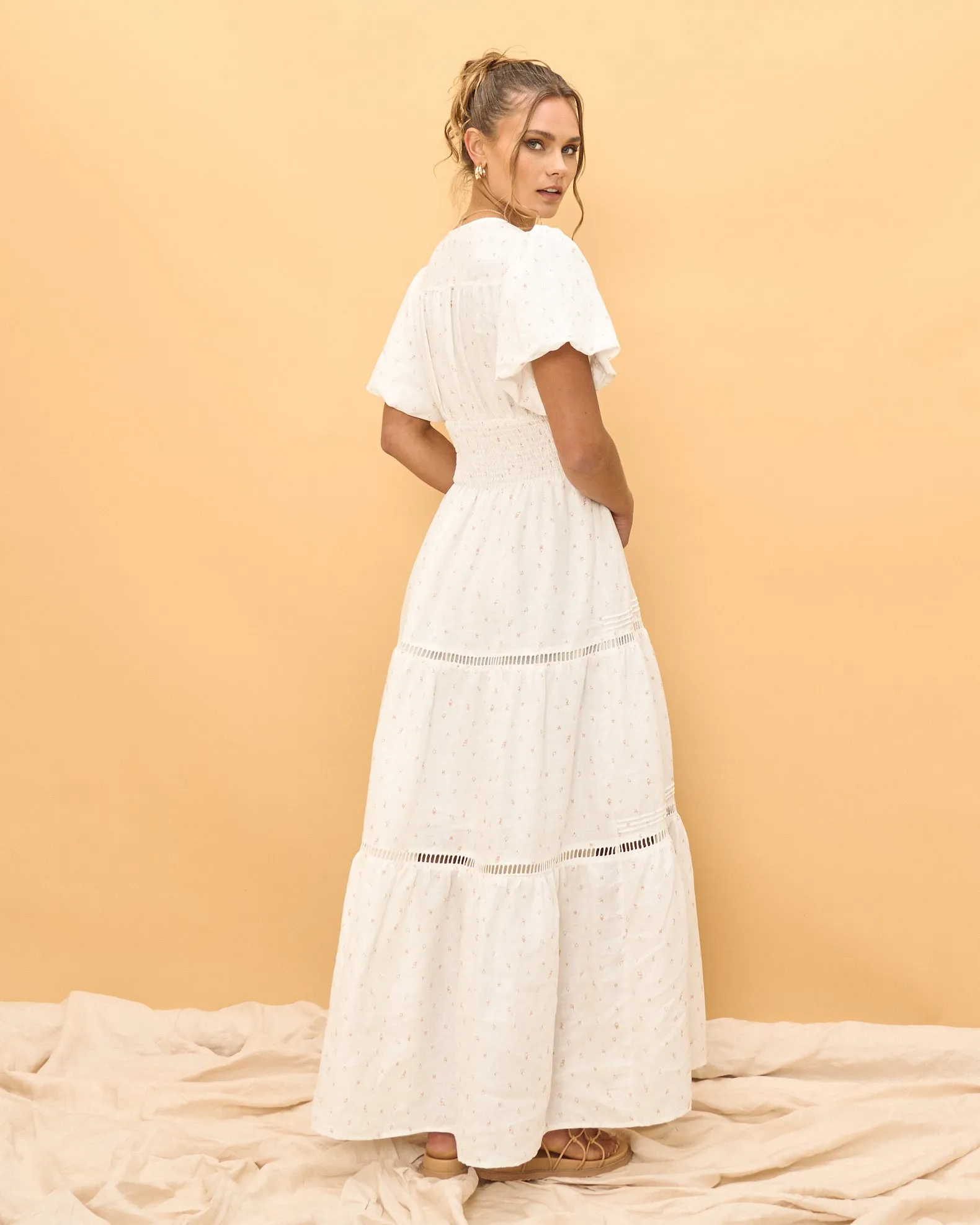 Mystic Moon Daniella White Tiered Maxi Dress