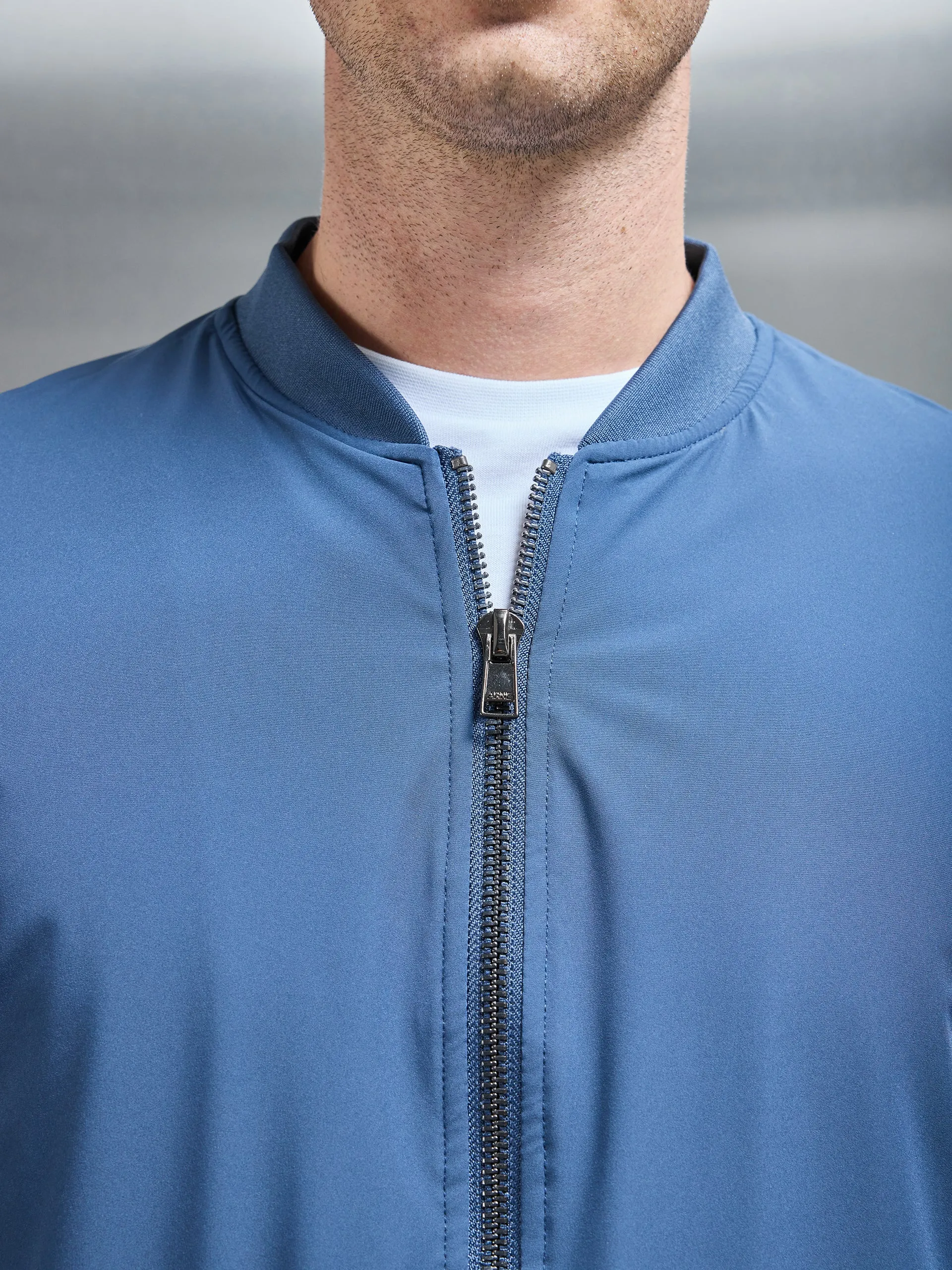 Nylon Padded Bomber Jacket in Air Force Blue