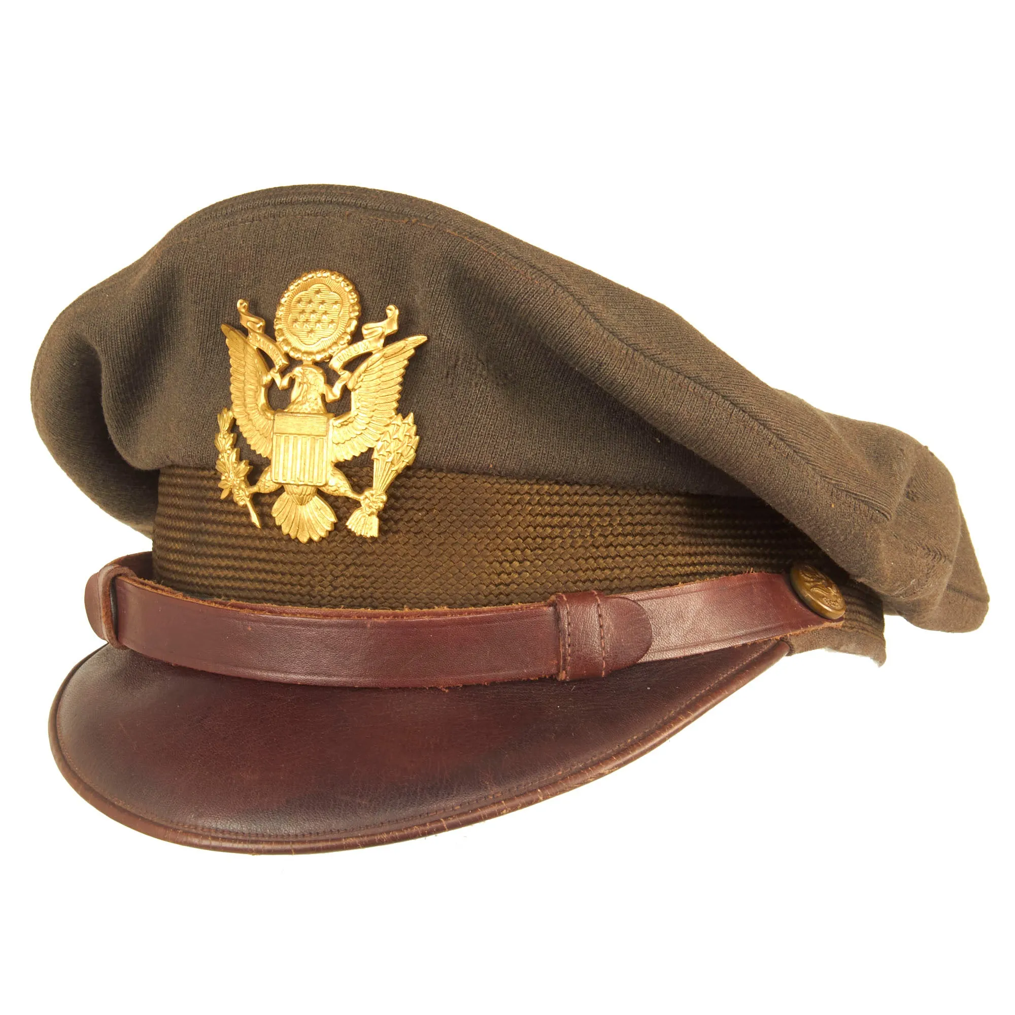 Original U.S. WWII Named USAAF Officer Winter Crush Visor Cap - FLIGHTER by BANCROFT