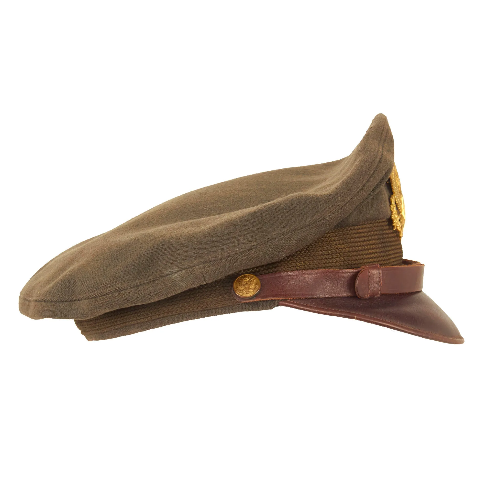 Original U.S. WWII Named USAAF Officer Winter Crush Visor Cap - FLIGHTER by BANCROFT