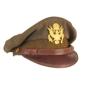 Original U.S. WWII Named USAAF Officer Winter Crush Visor Cap - FLIGHTER by BANCROFT