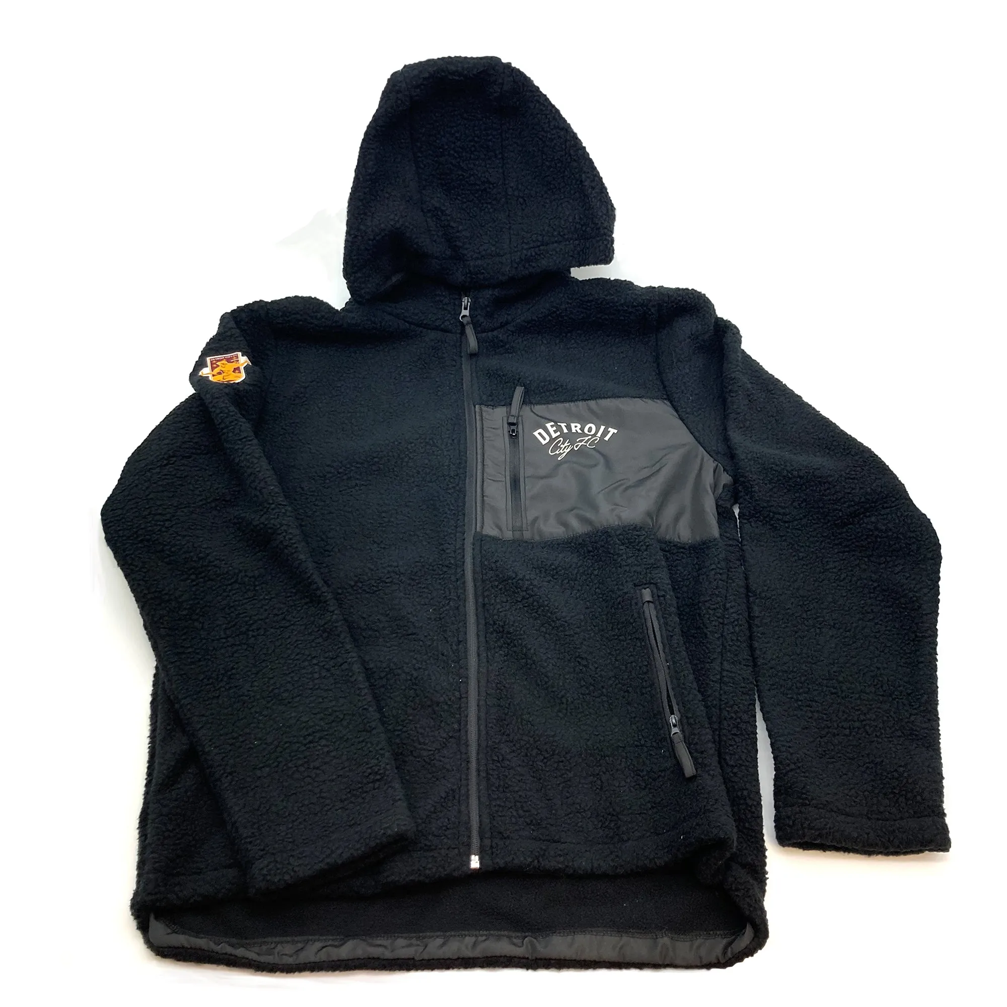Pile Full Zip Hooded Jacket- Black
