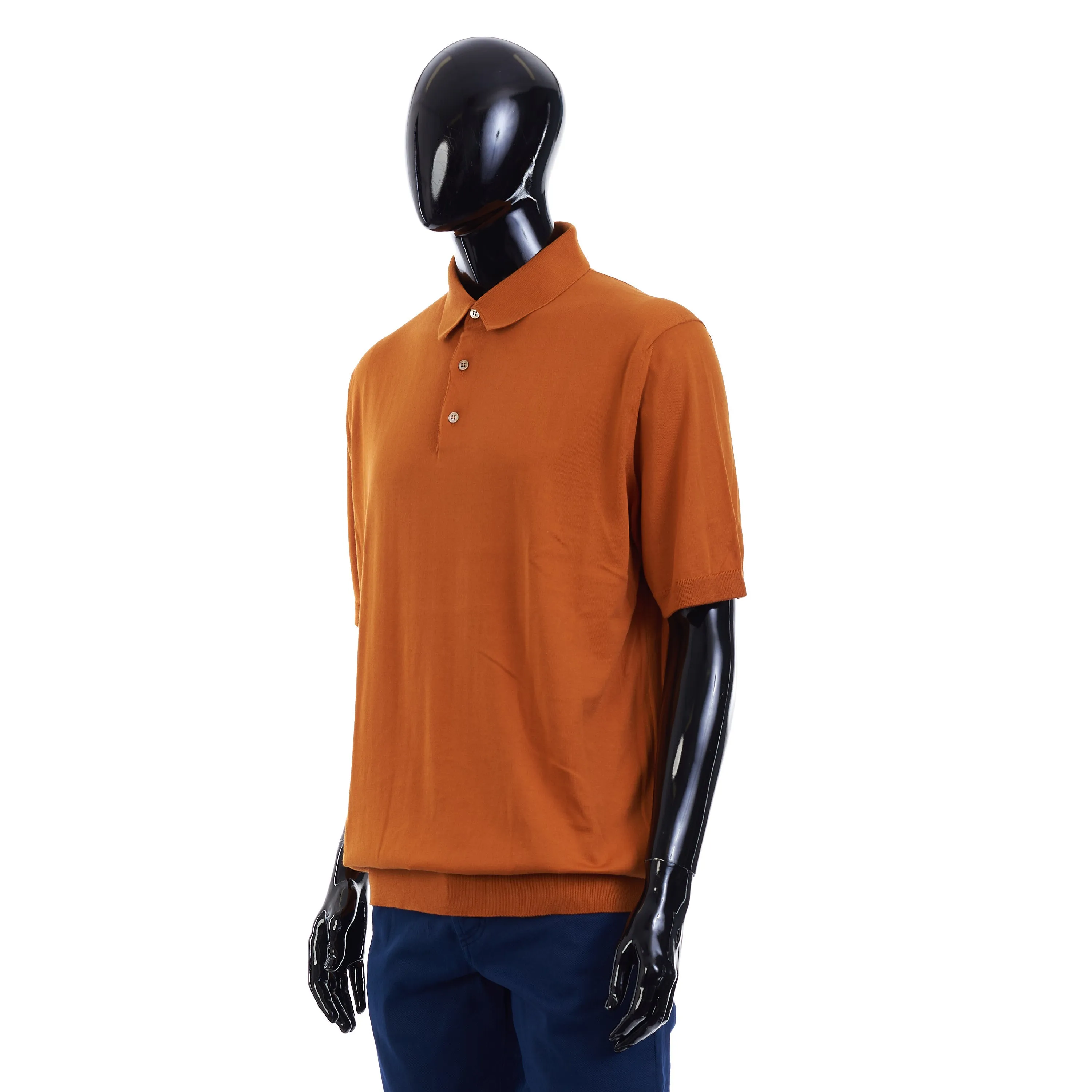 Polo Sweater - Ultrasoft Cotton Knit - Orange