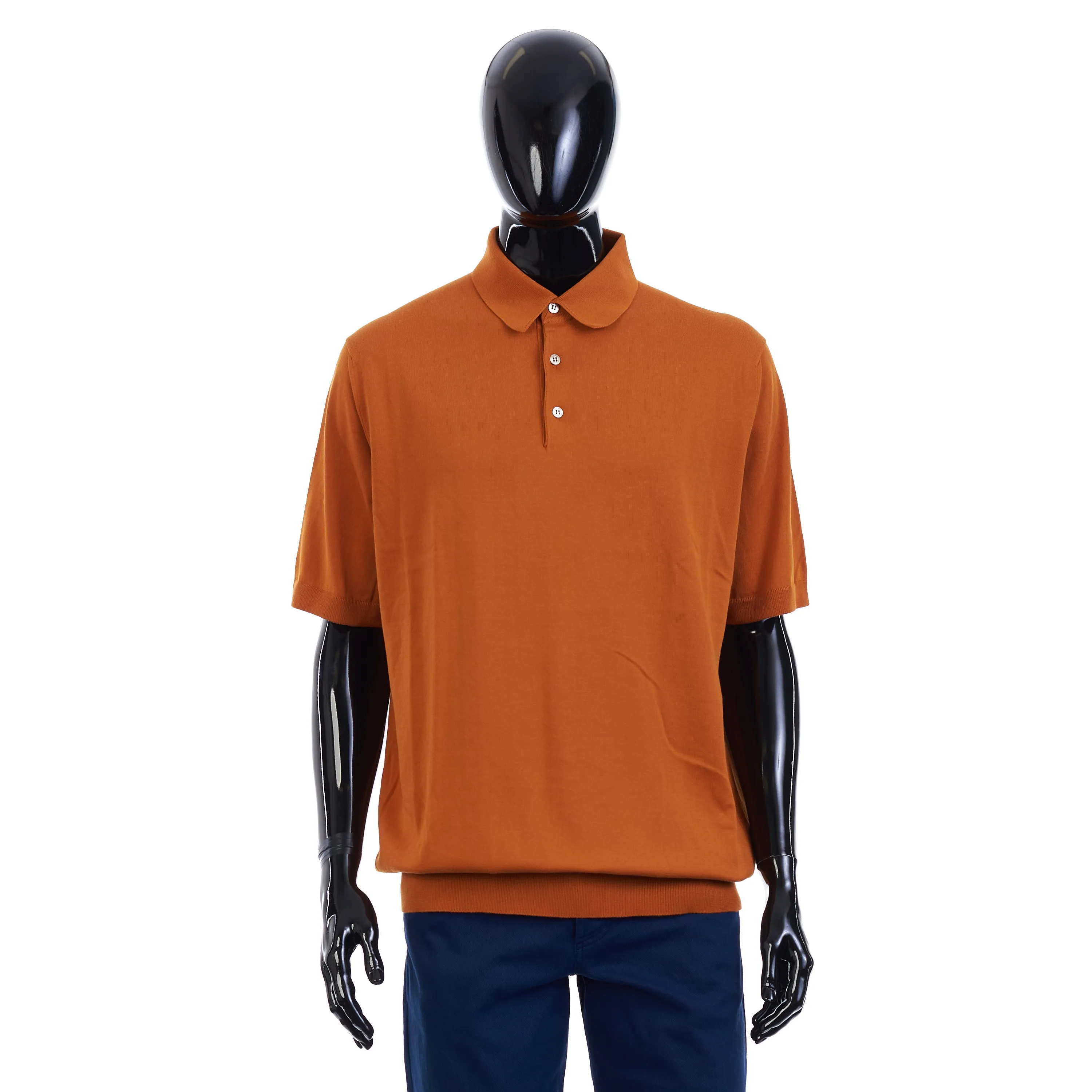 Polo Sweater - Ultrasoft Cotton Knit - Orange