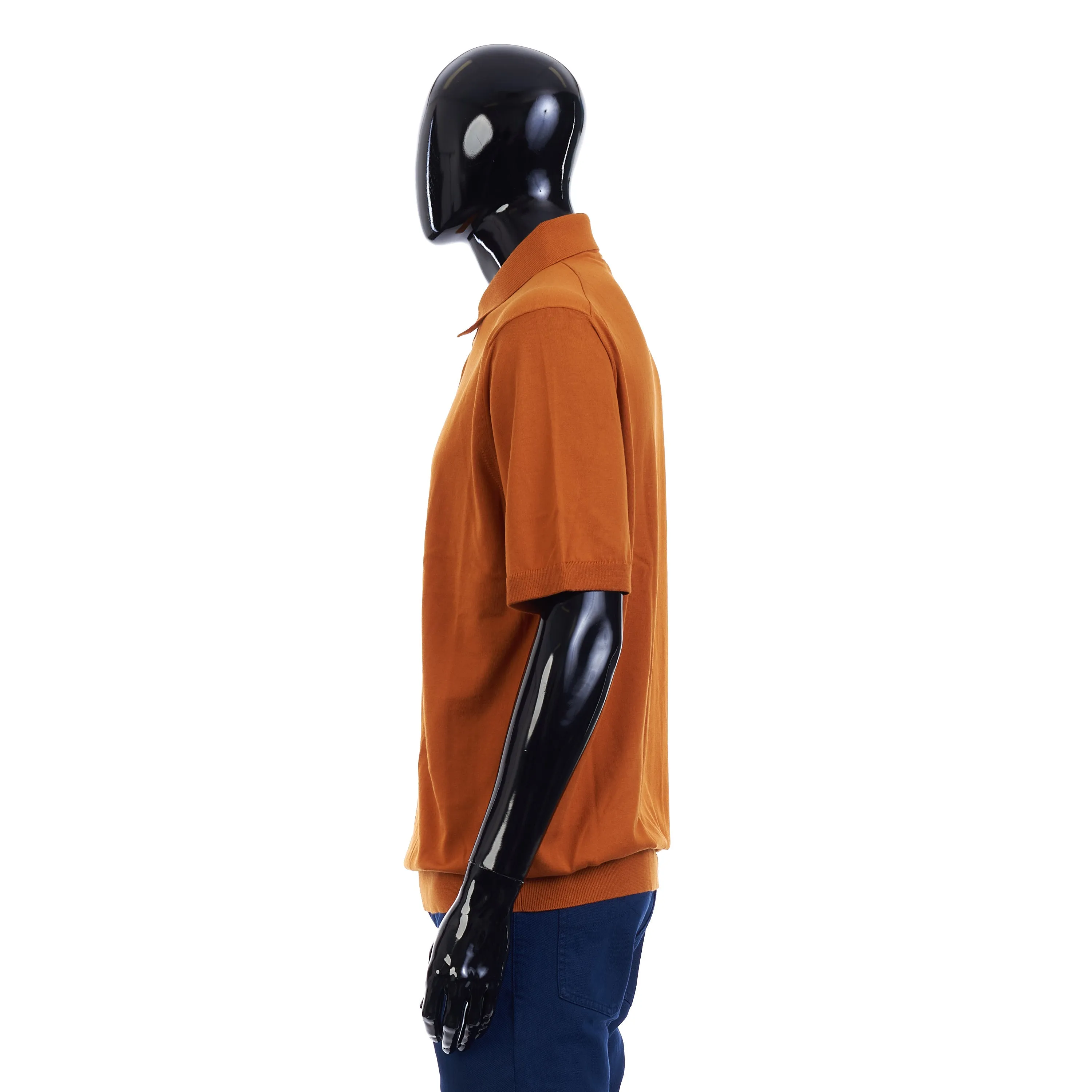Polo Sweater - Ultrasoft Cotton Knit - Orange
