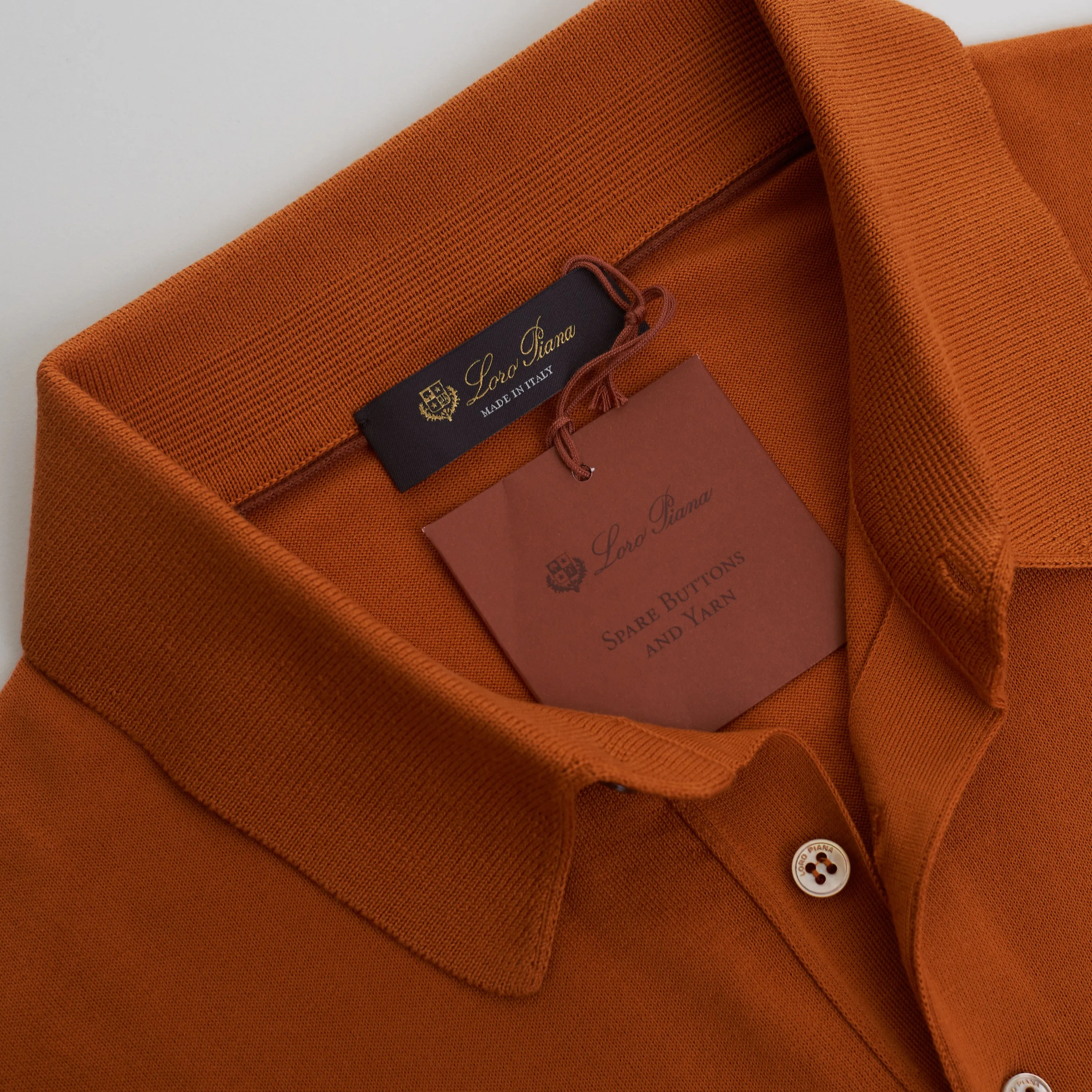 Polo Sweater - Ultrasoft Cotton Knit - Orange