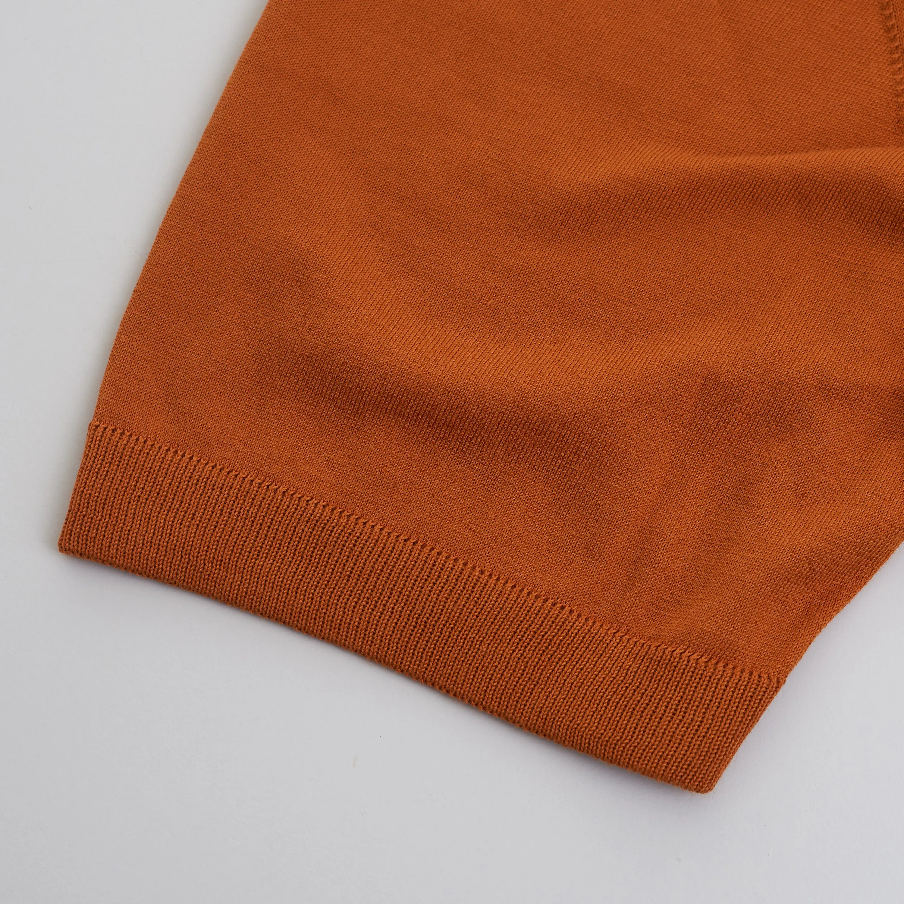 Polo Sweater - Ultrasoft Cotton Knit - Orange