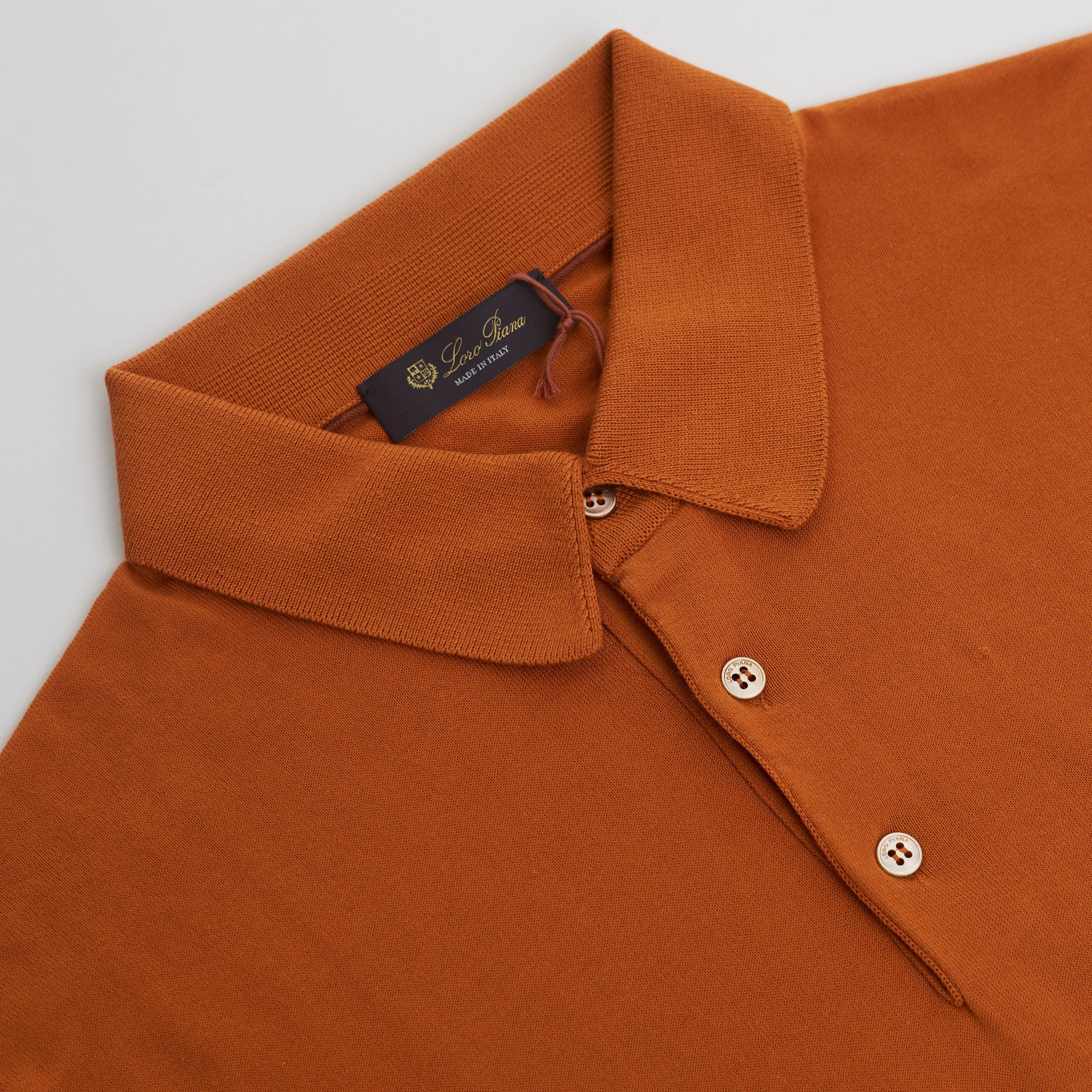 Polo Sweater - Ultrasoft Cotton Knit - Orange