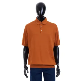 Polo Sweater - Ultrasoft Cotton Knit - Orange