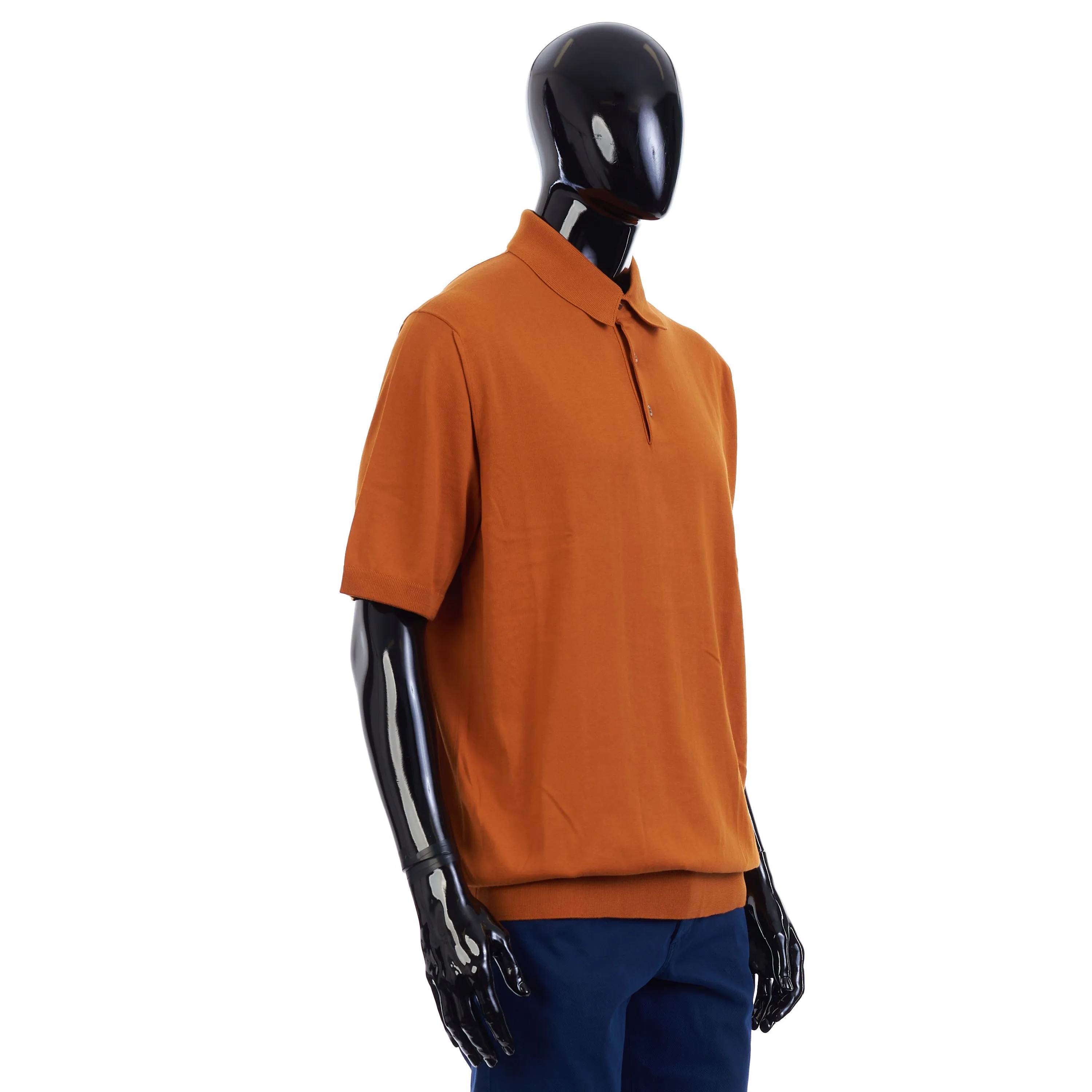 Polo Sweater - Ultrasoft Cotton Knit - Orange