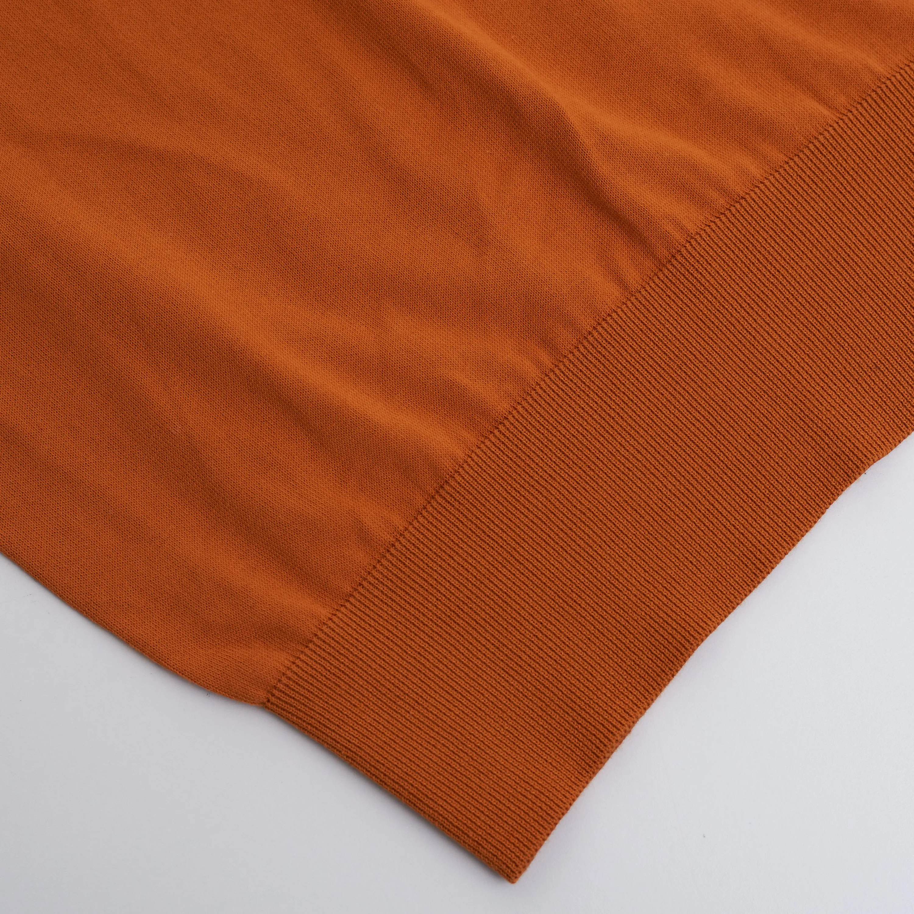 Polo Sweater - Ultrasoft Cotton Knit - Orange