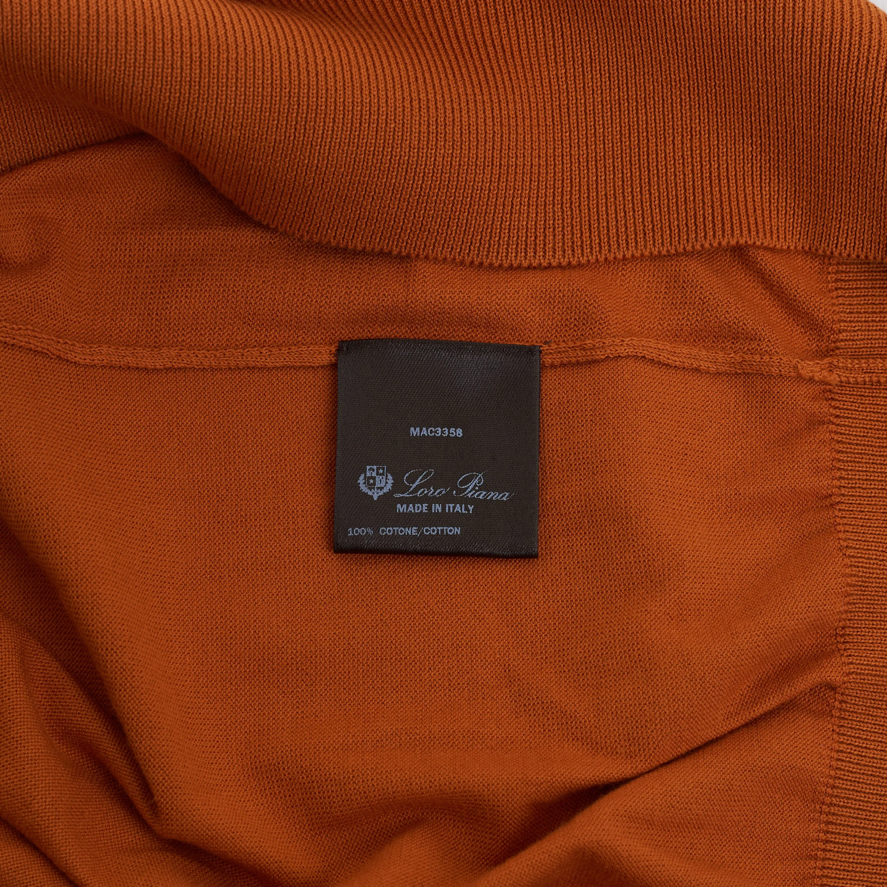 Polo Sweater - Ultrasoft Cotton Knit - Orange