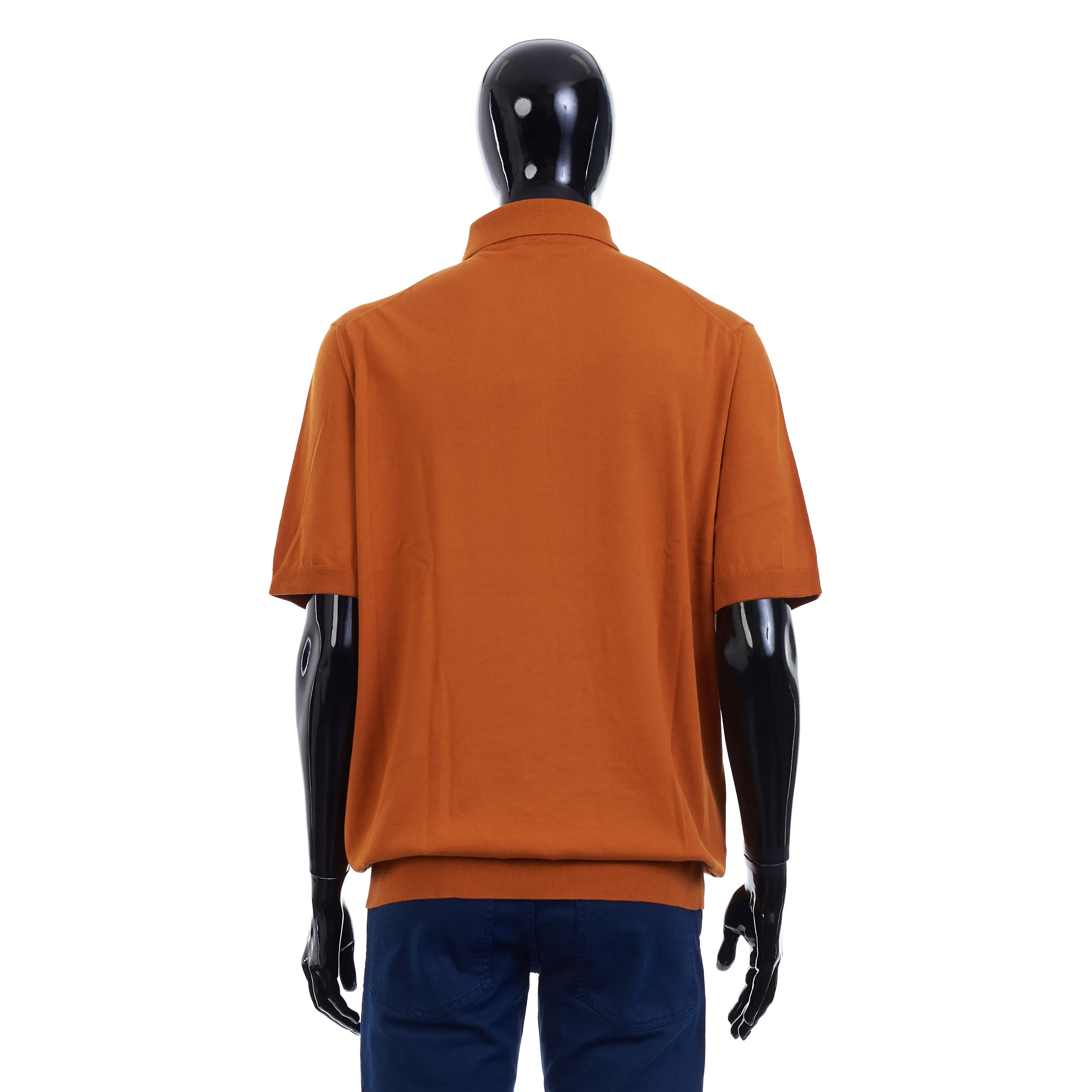 Polo Sweater - Ultrasoft Cotton Knit - Orange