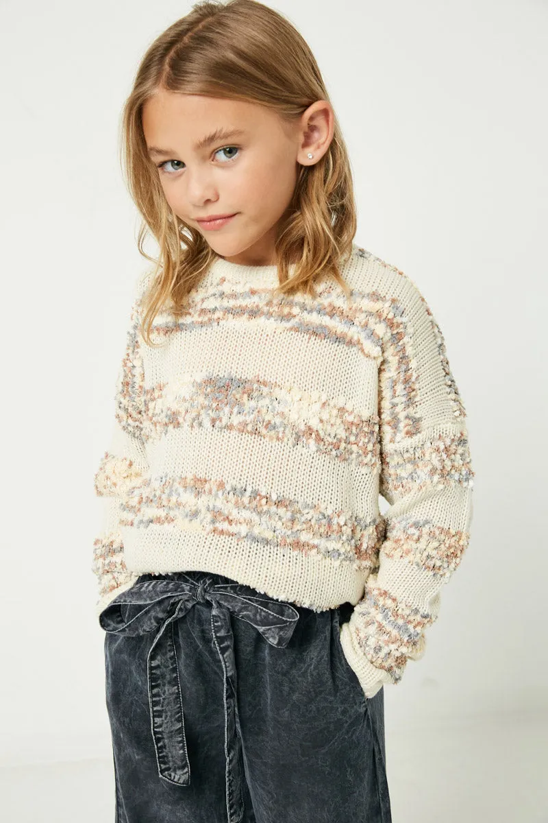 Poppy Popcorn Striped Crew Neck Sweater Girls S-XL