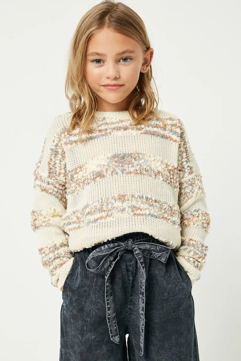 Poppy Popcorn Striped Crew Neck Sweater Girls S-XL
