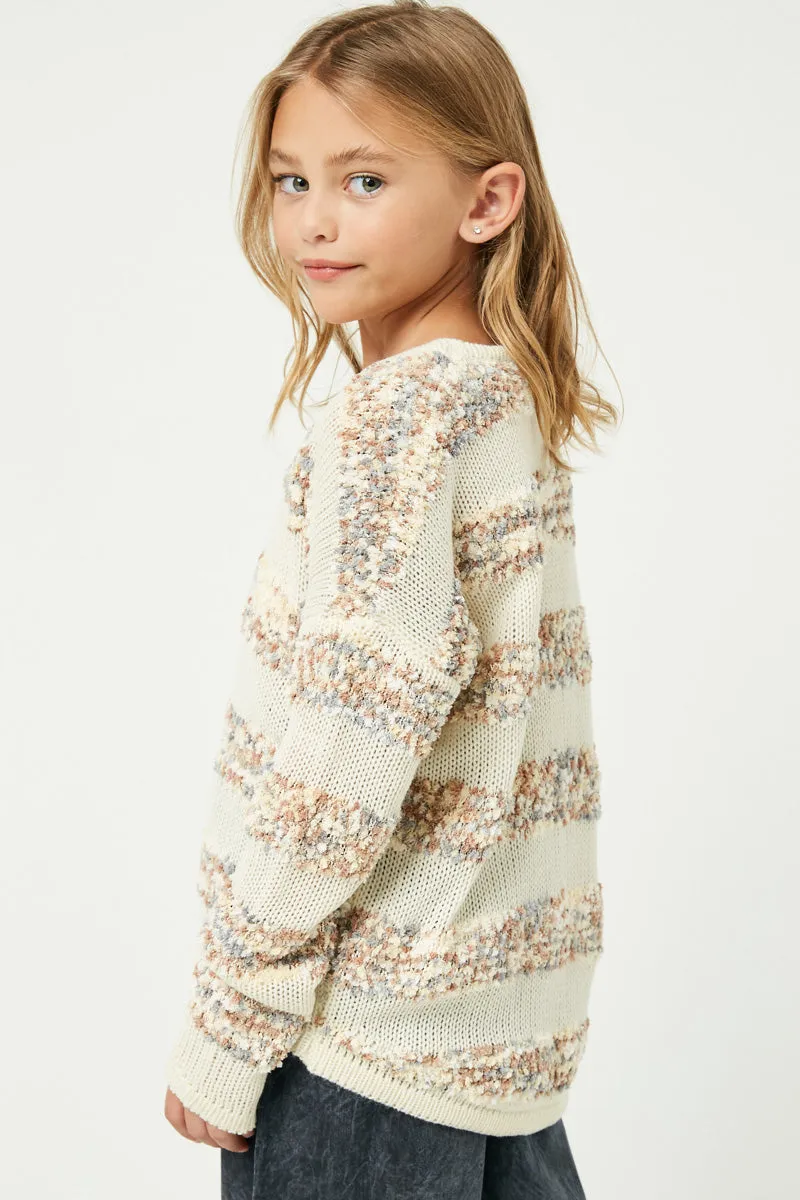 Poppy Popcorn Striped Crew Neck Sweater Girls S-XL