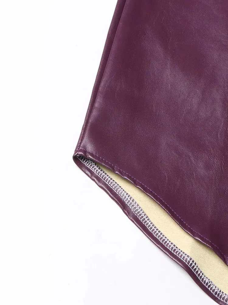 Pre Order:  Dark Purple Faux Leather Jacket