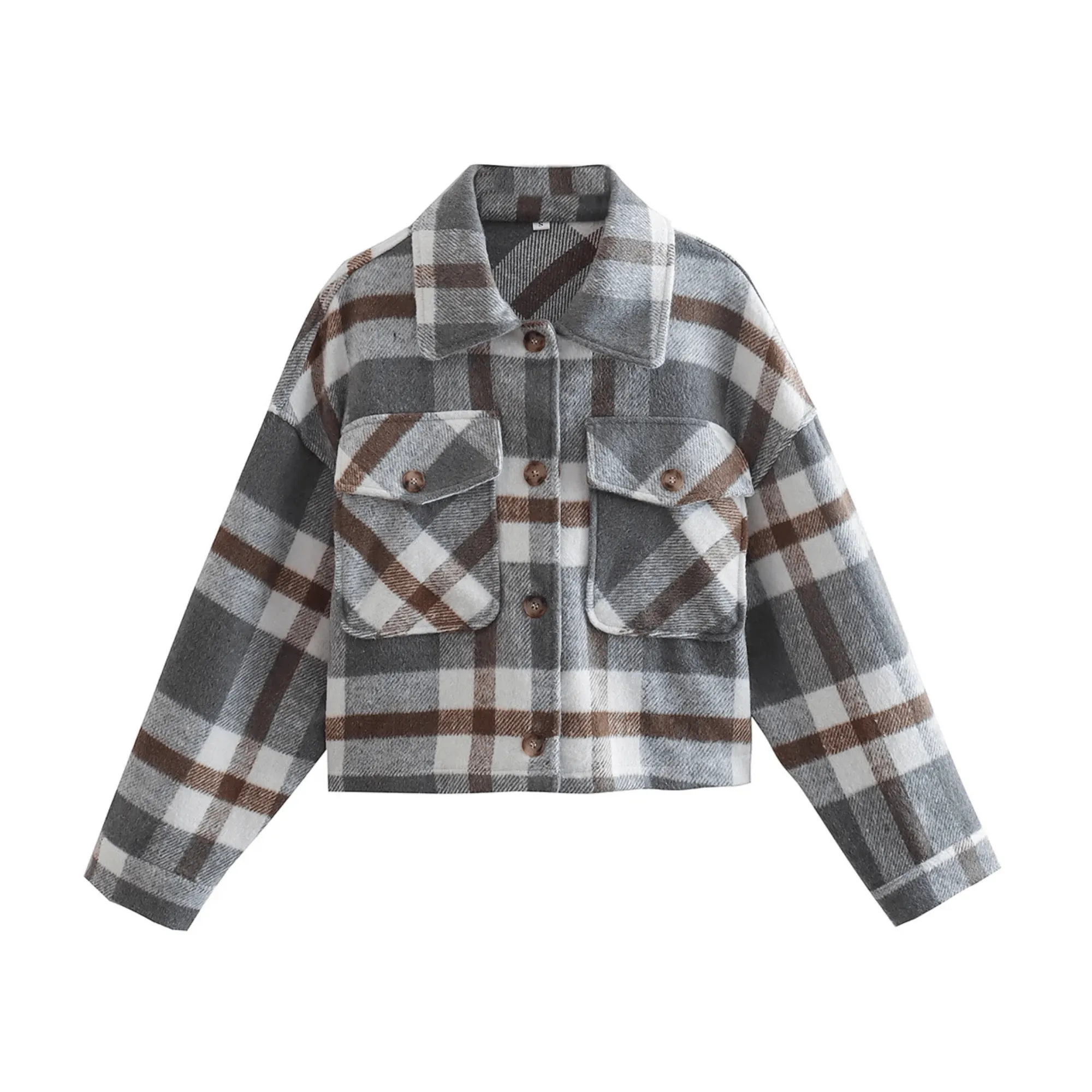Pre Order:  Flap Pockets Plaid Short Jacket