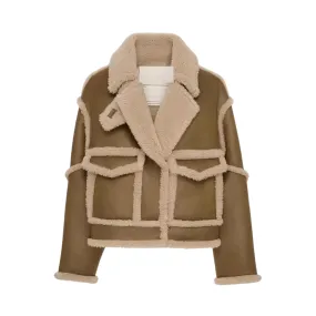 Pre Order:  Vegan Leather Woolen Aviator Jacket