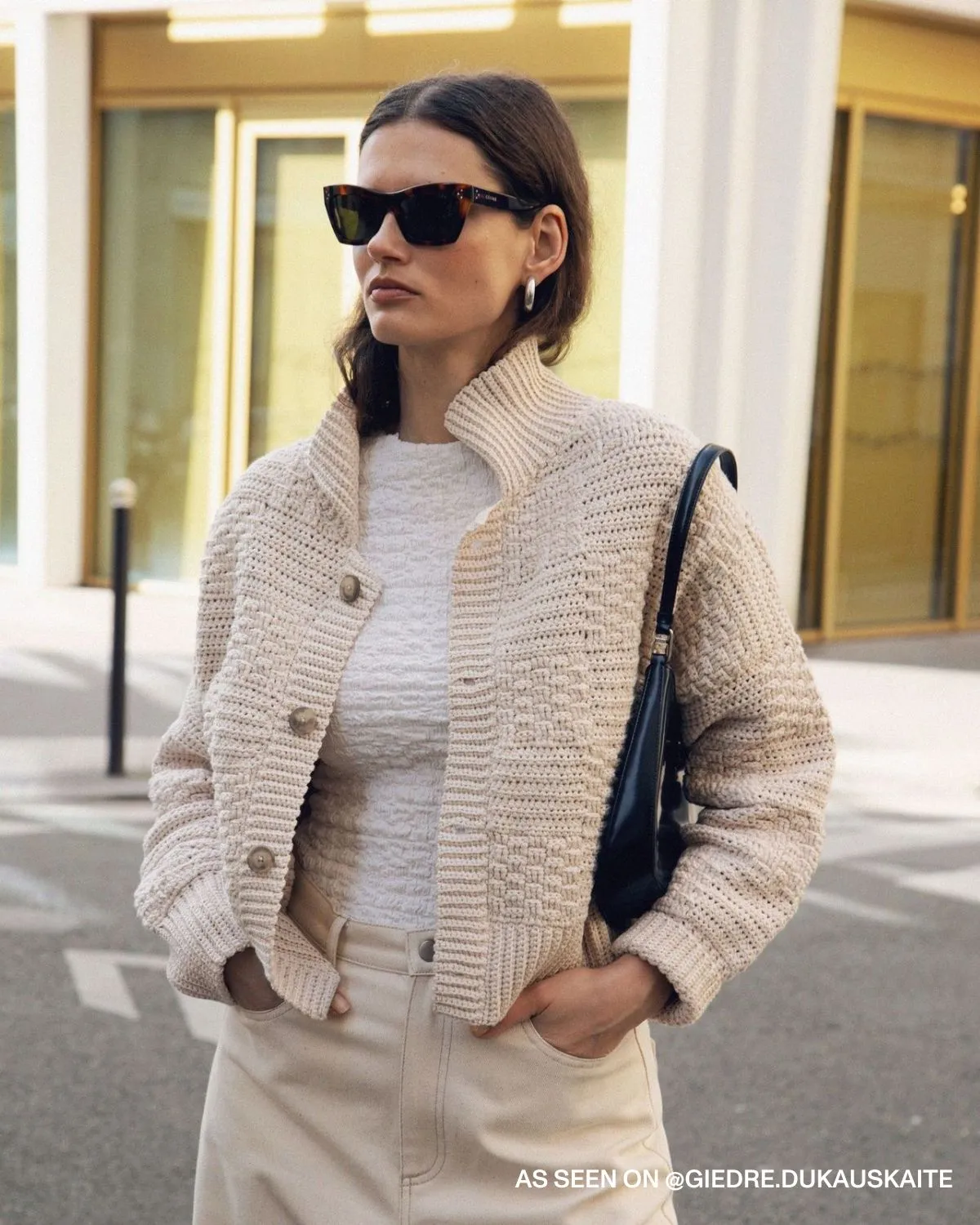 Prietema: Oat Milk Crochet Cotton Jacket