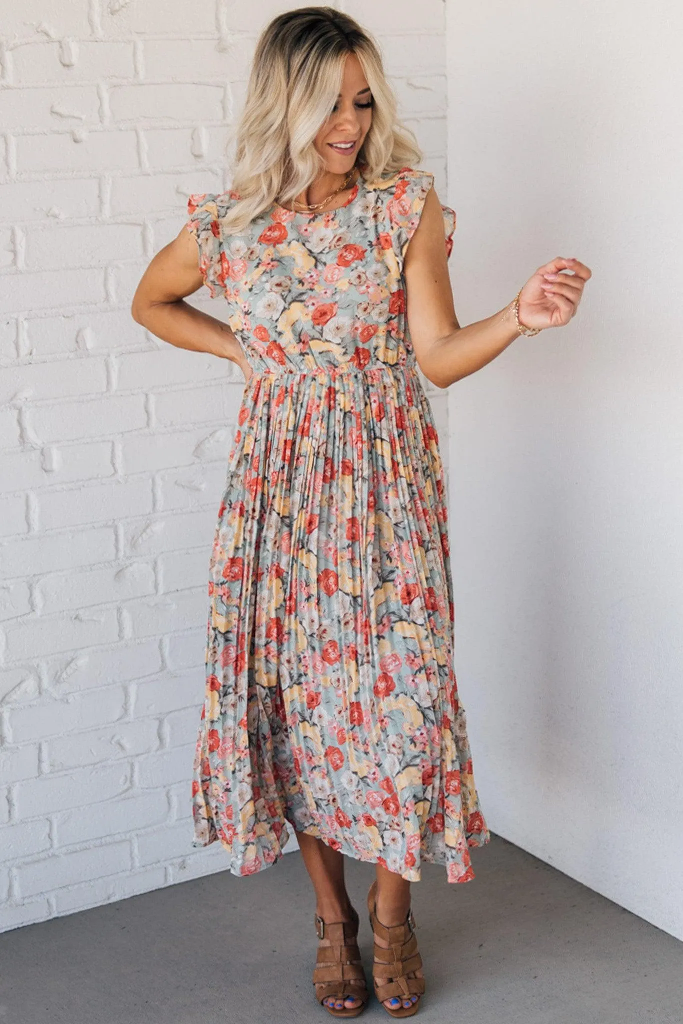 Primrose Pleated Midi Dress
