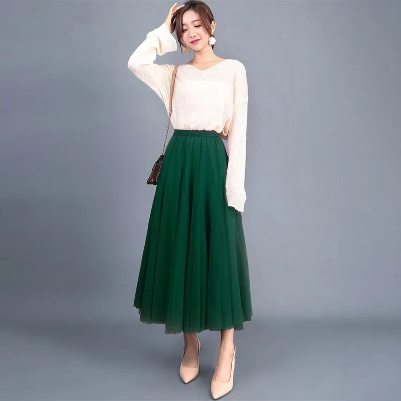 Princess Mesh Pleated Tulle Skirts
