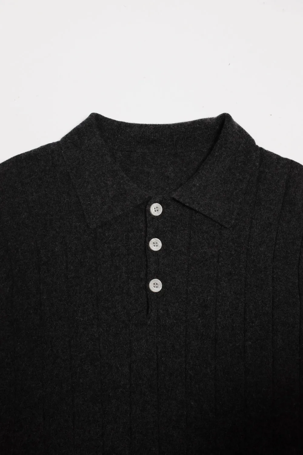 PURE CASHMERE SILK GREY POLO SWEATER