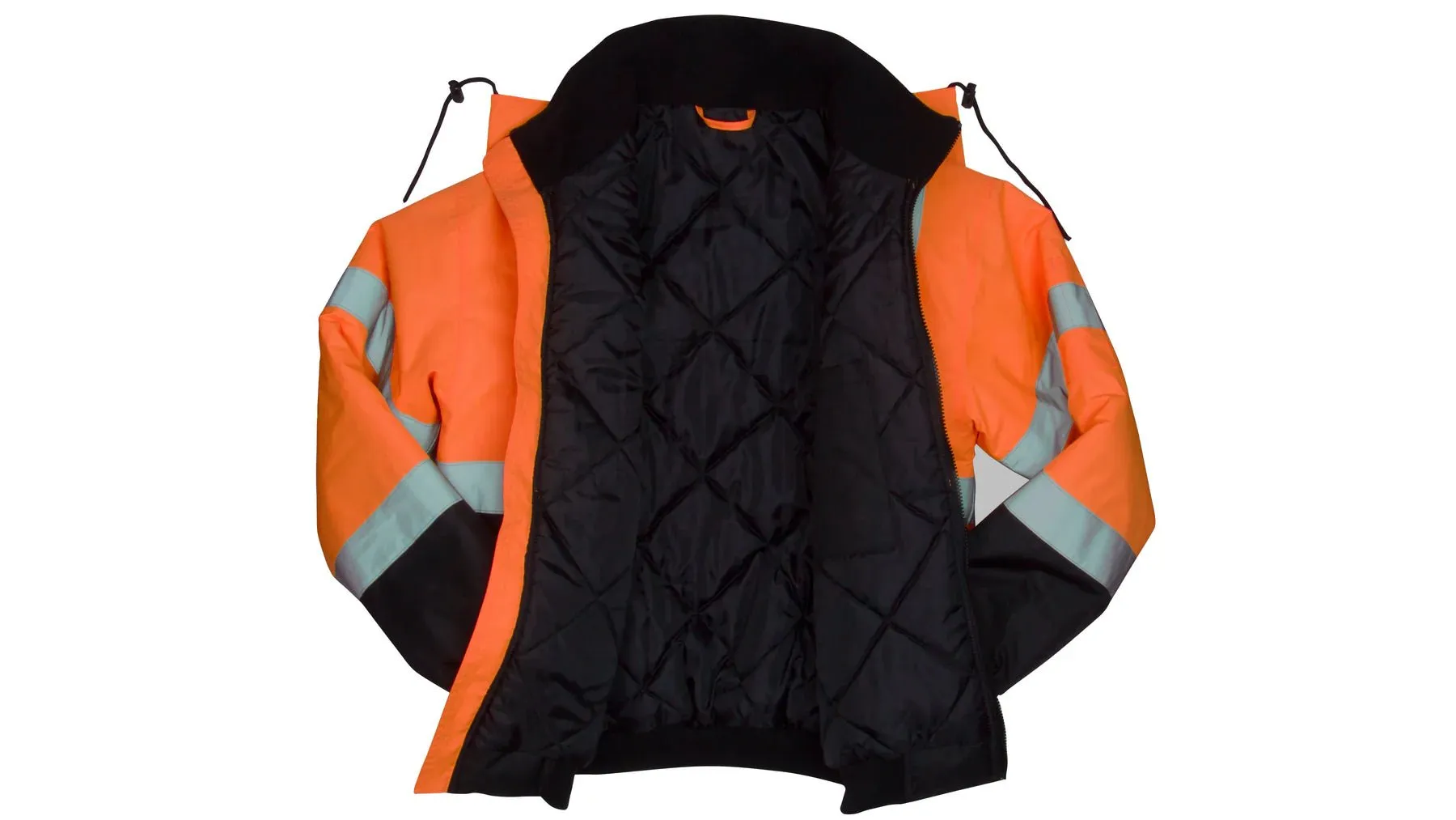 Pyramex RJ32 Series Bomber Jacket, Hi-Vis Orange with 2" Silver Reflective Striping, Insulated, ANSI Type R Class 3