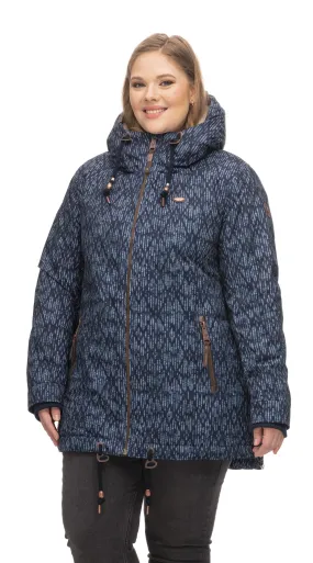 RAGWEAR WOMEN'S ZUZKA PRINT PLUS JACKET WITH SHERPA -NAVY