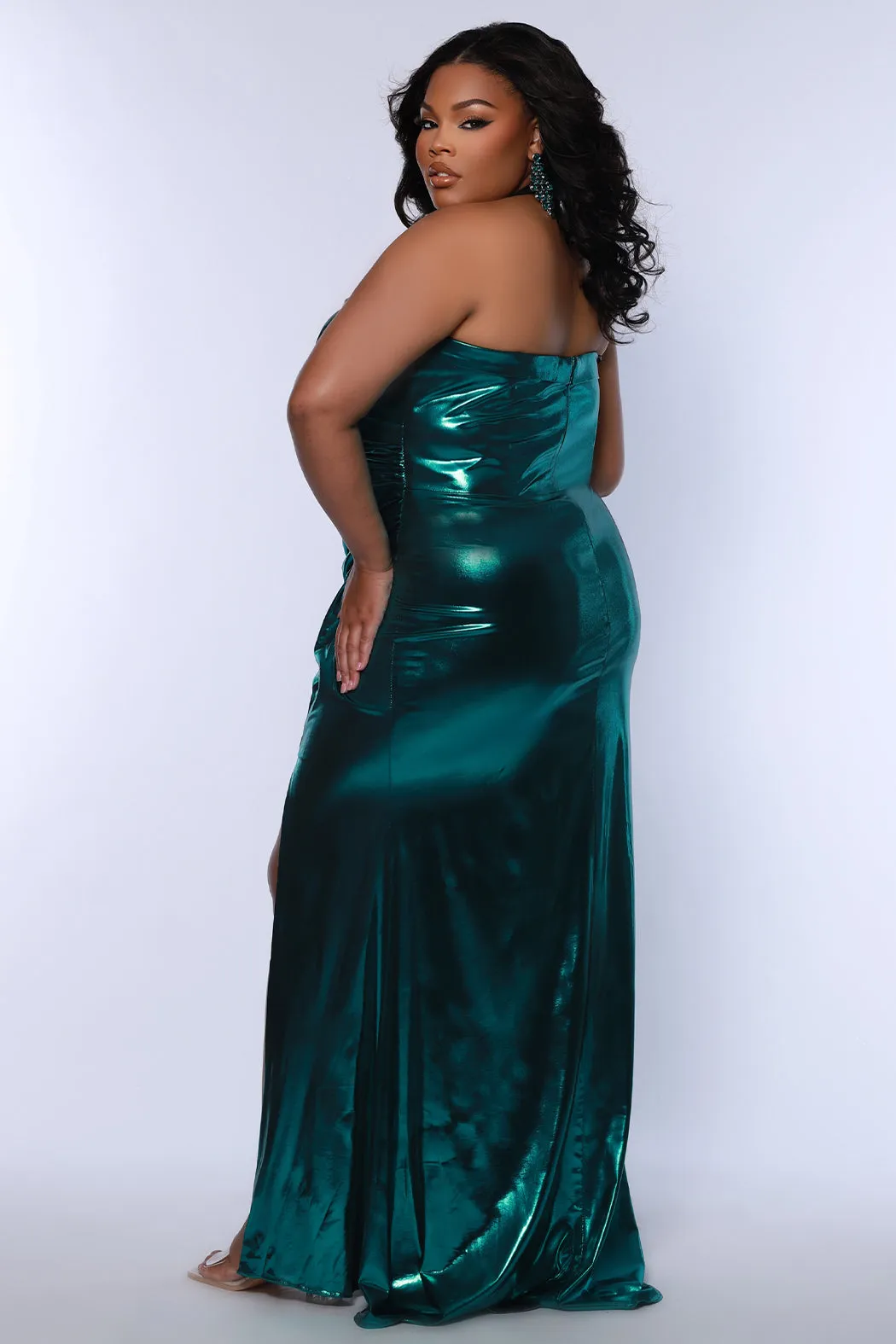Reign It In Metallic Halter Formal Dress