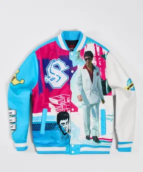 Scarface Retro Bomber Jacket - Blue