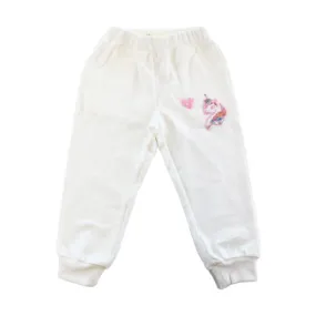 Sequin Unicorn Patch Pants - White