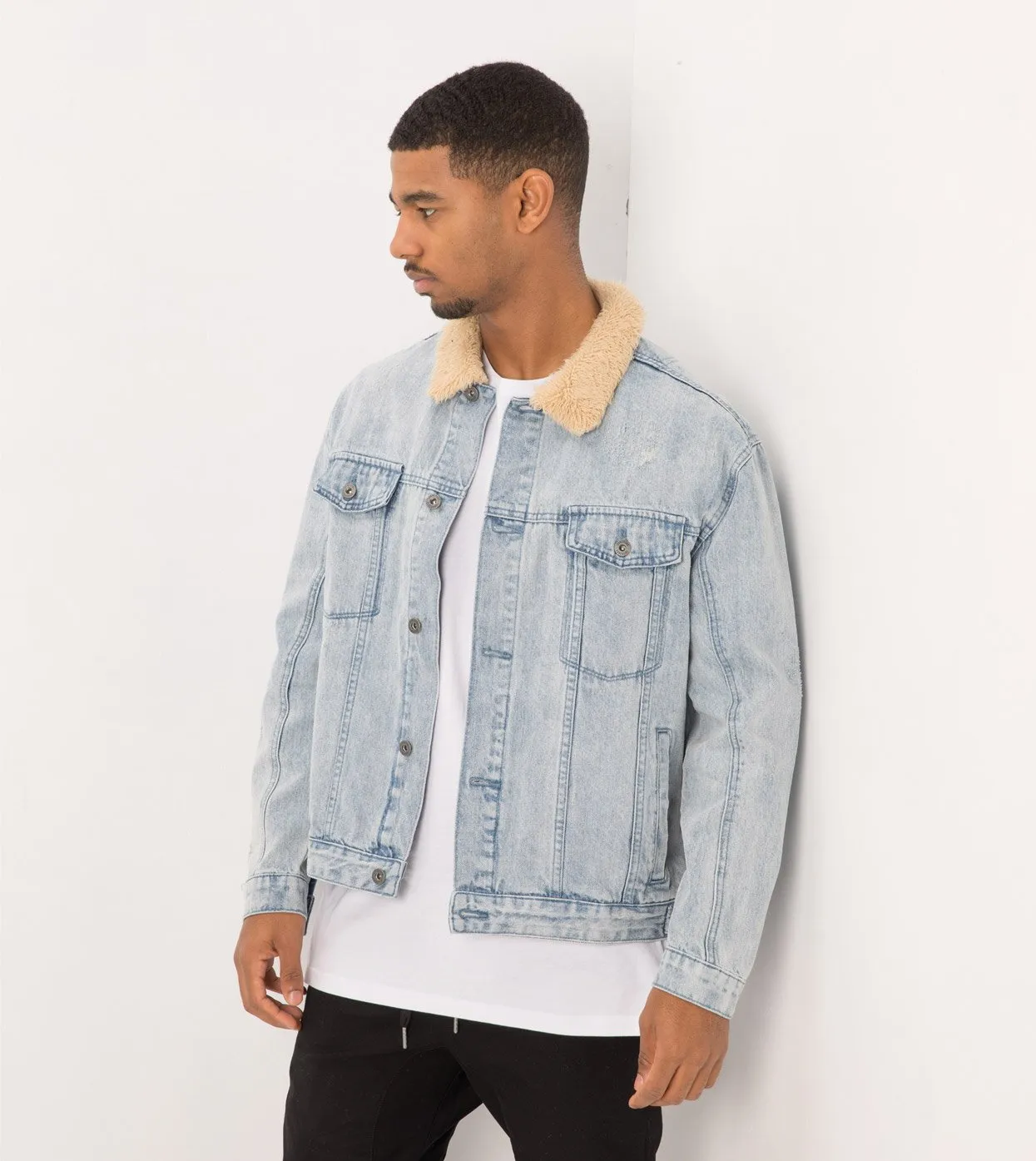 Sherpa Denim Jacket Arctic Wash - Sale