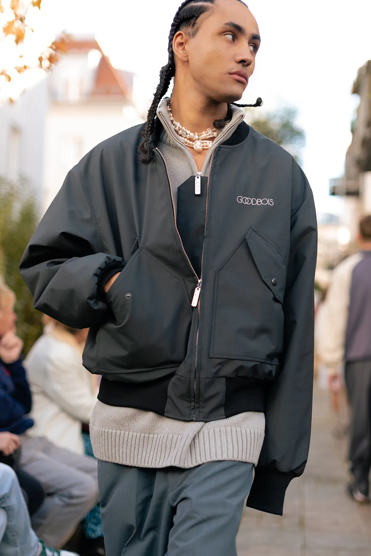 SHIA NYLON BOMBER JACKET GRY