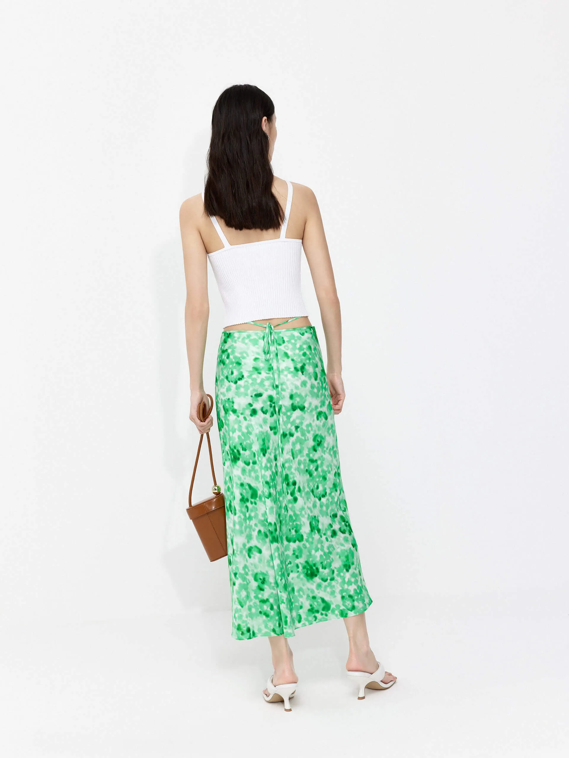 Silk Blend Printed Skirt