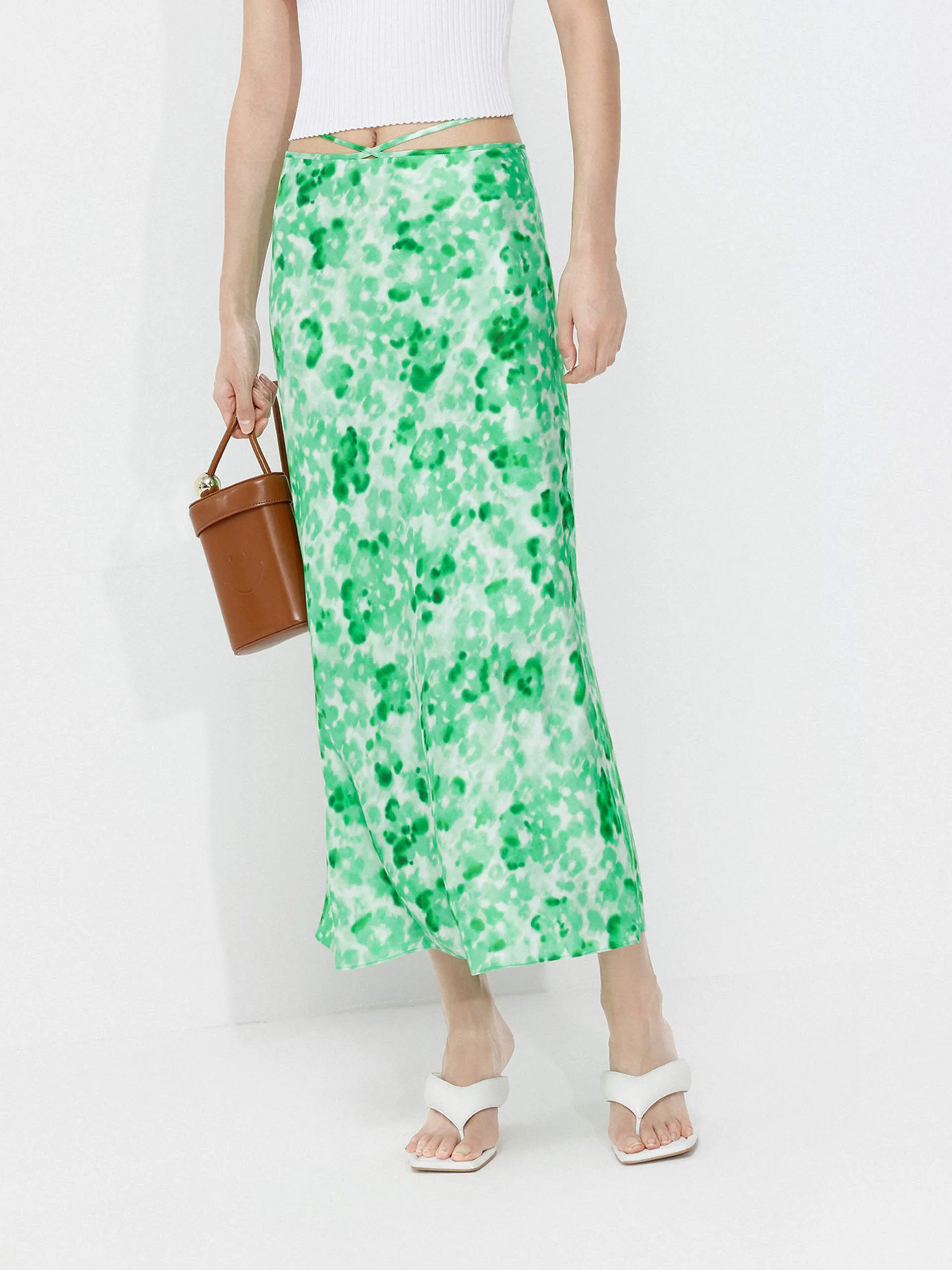 Silk Blend Printed Skirt