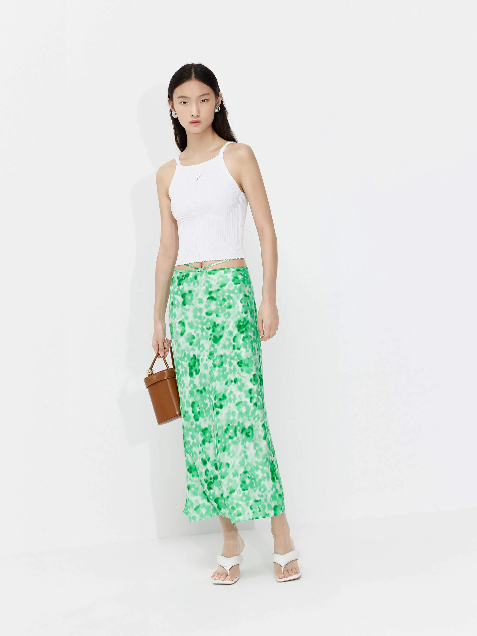 Silk Blend Printed Skirt