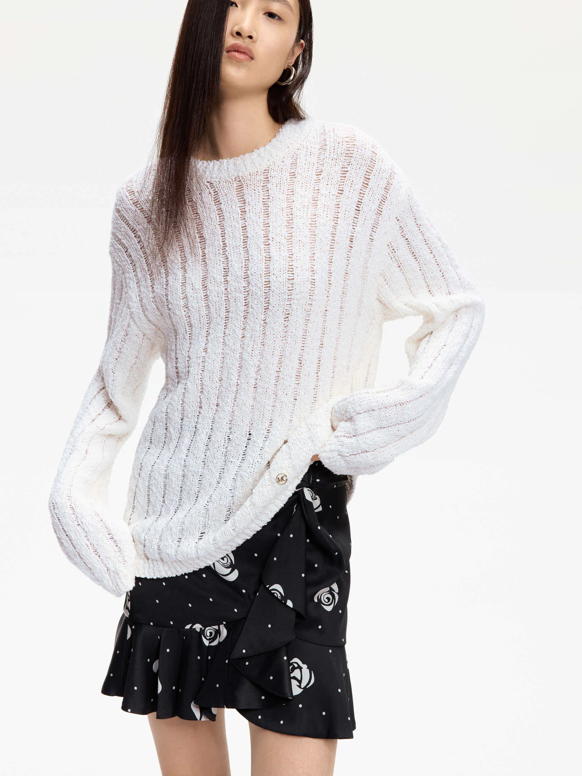 Silk Blend Twist Skirt