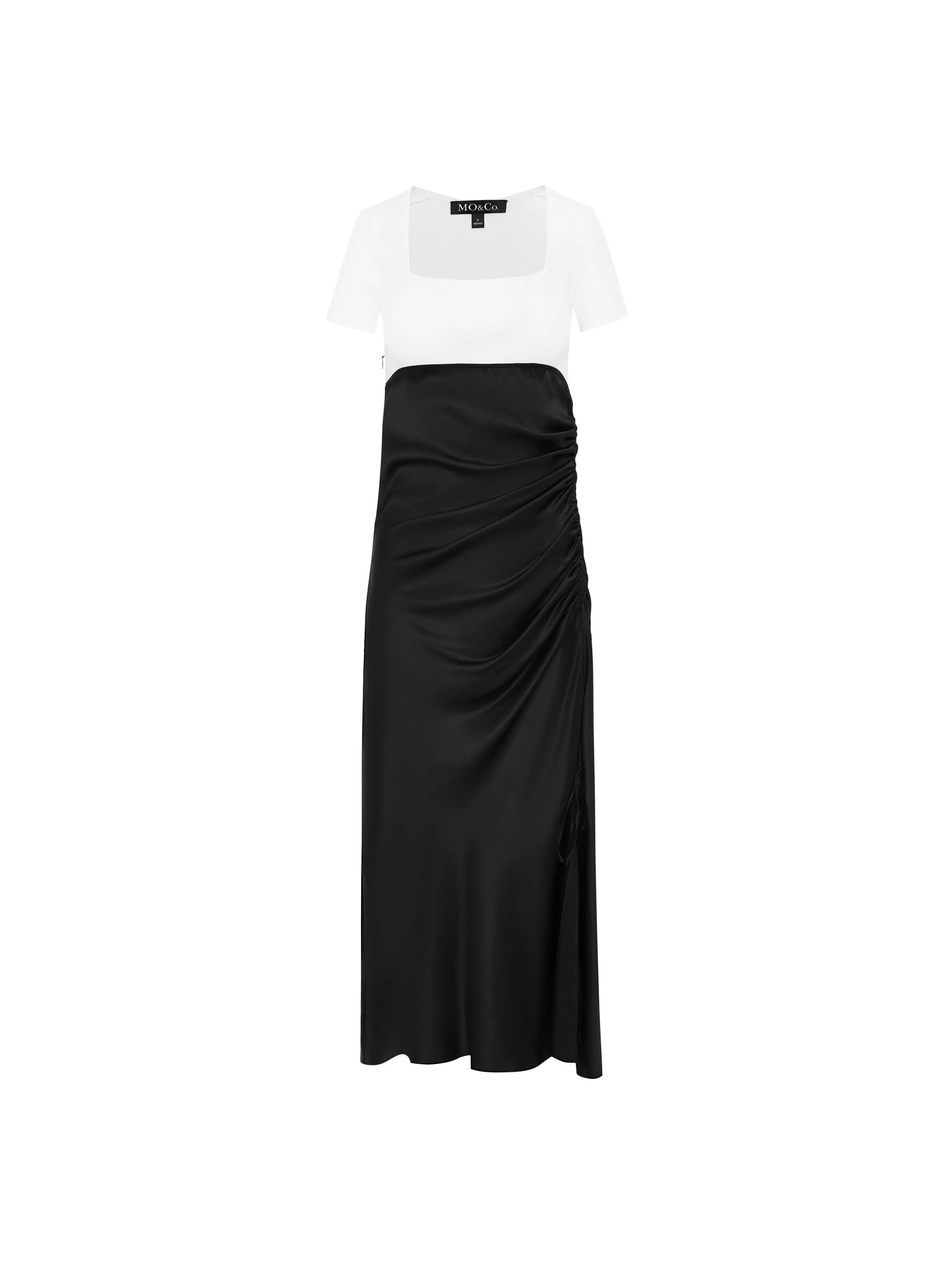 Silk Contrast Drawstring Dress