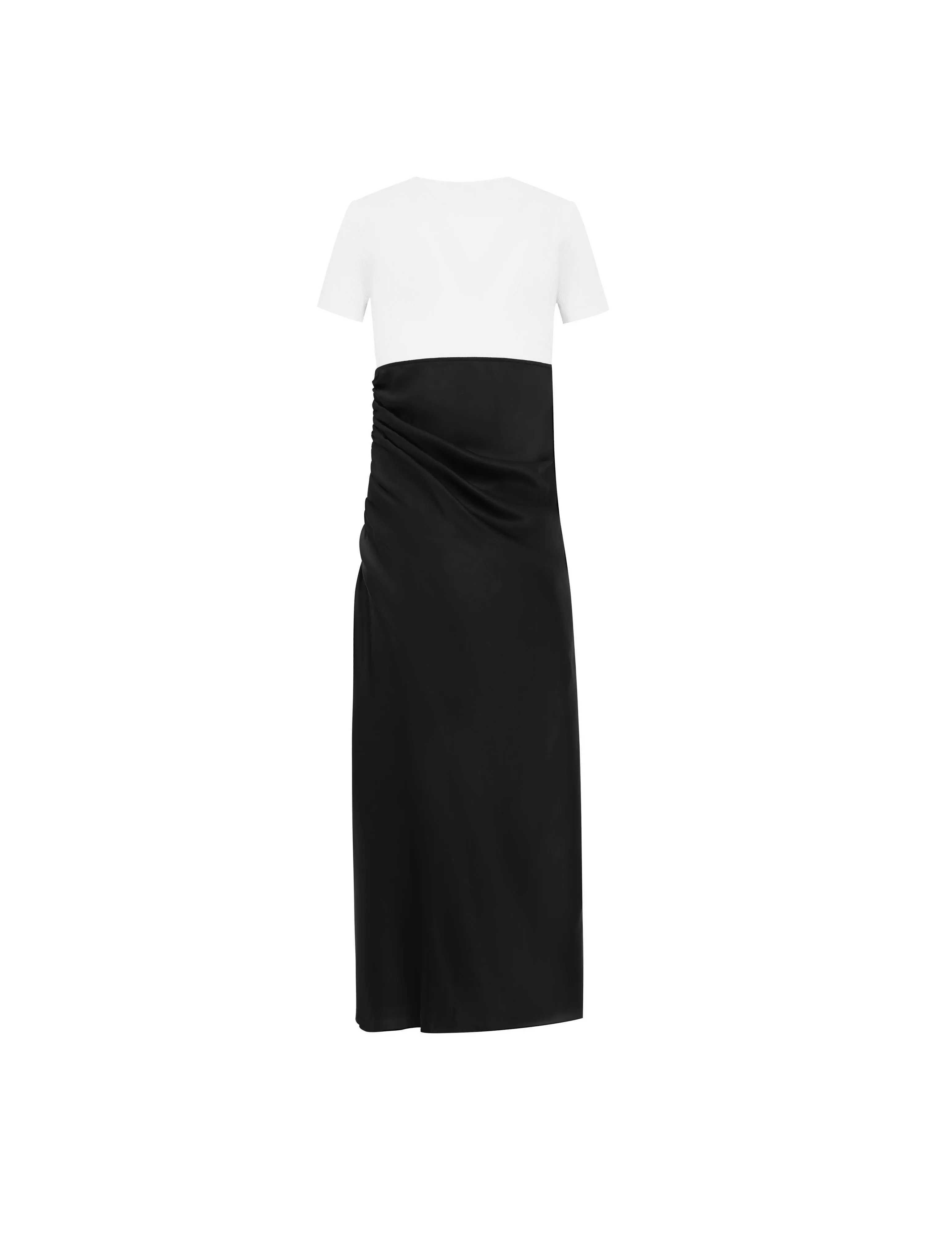 Silk Contrast Drawstring Dress