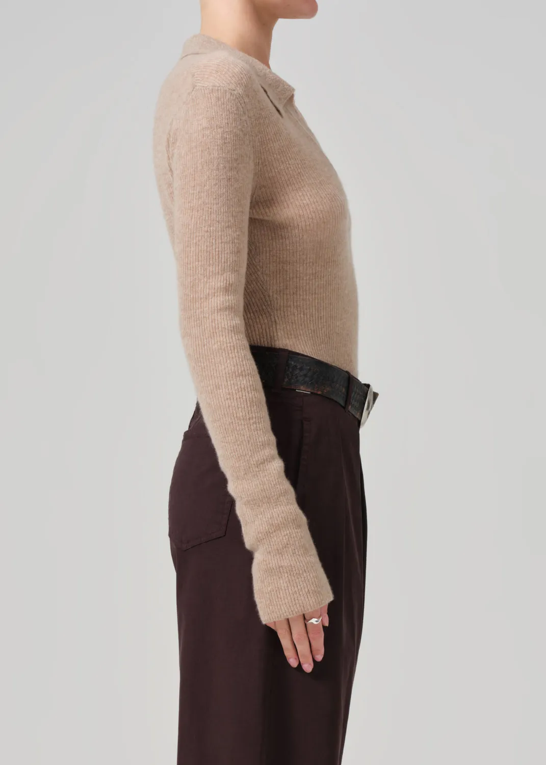 Simone Polo Sweater in Fawn